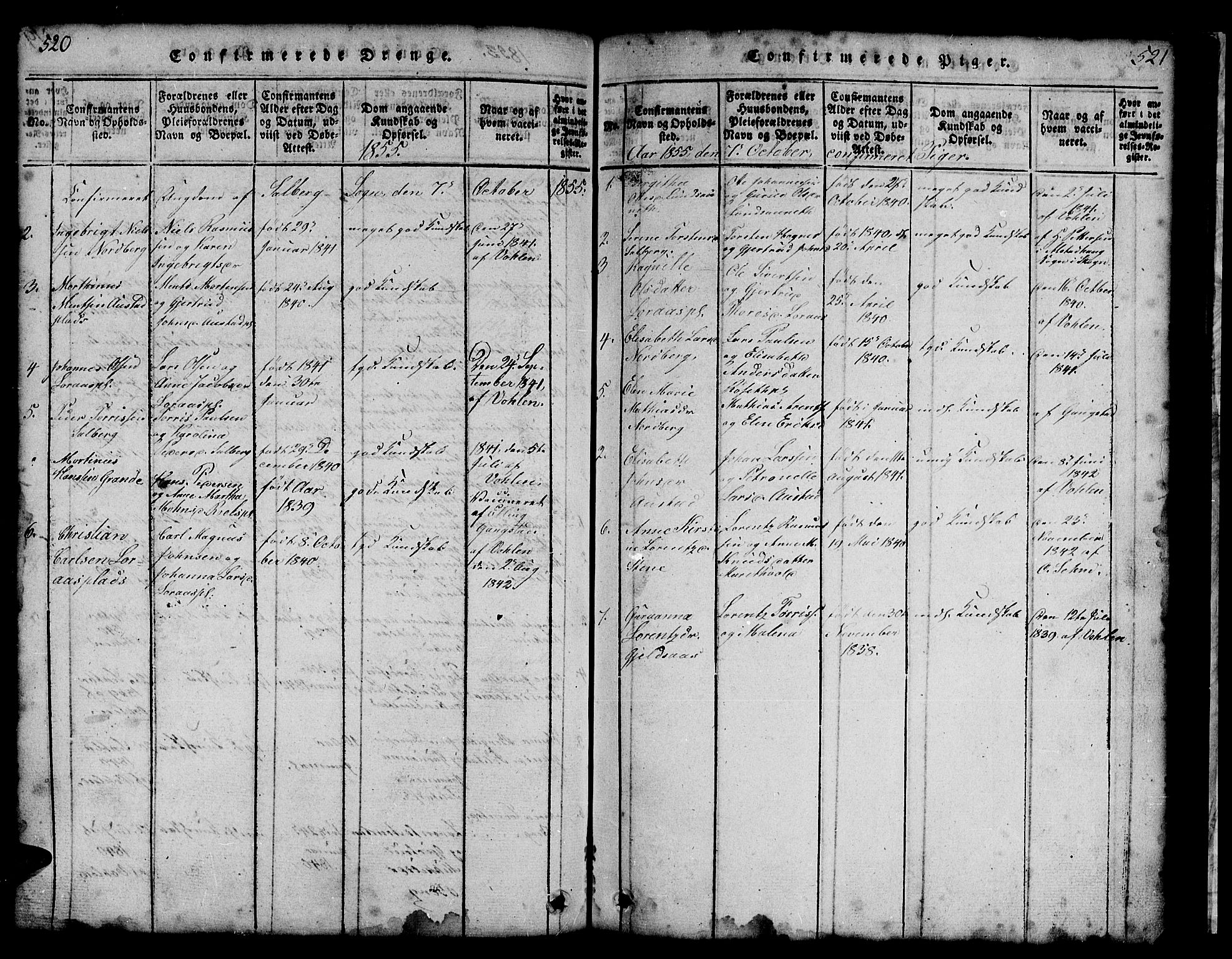Ministerialprotokoller, klokkerbøker og fødselsregistre - Nord-Trøndelag, SAT/A-1458/731/L0310: Parish register (copy) no. 731C01, 1816-1874, p. 520-521