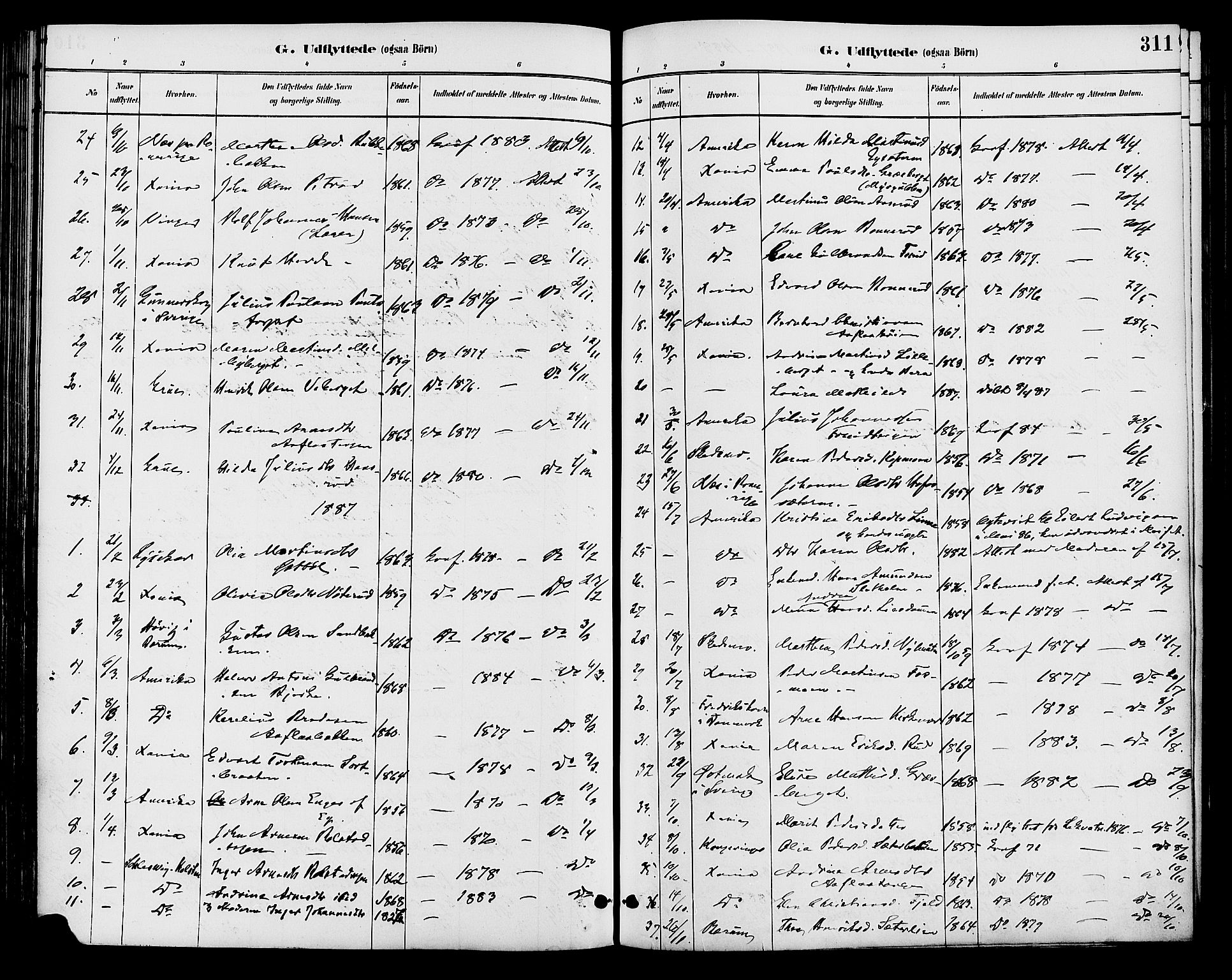 Brandval prestekontor, SAH/PREST-034/H/Ha/Haa/L0002: Parish register (official) no. 2, 1880-1894, p. 311