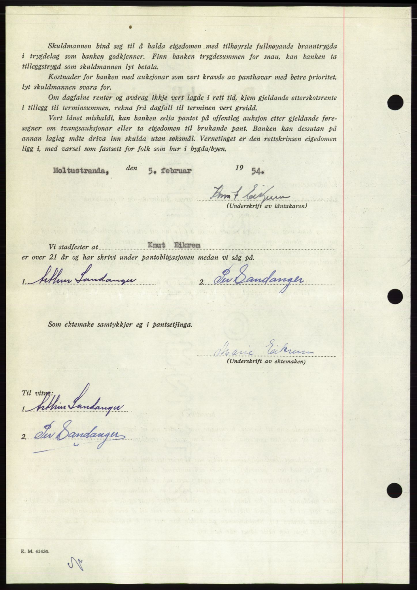 Søre Sunnmøre sorenskriveri, AV/SAT-A-4122/1/2/2C/L0124: Mortgage book no. 12B, 1953-1954, Diary no: : 850/1954