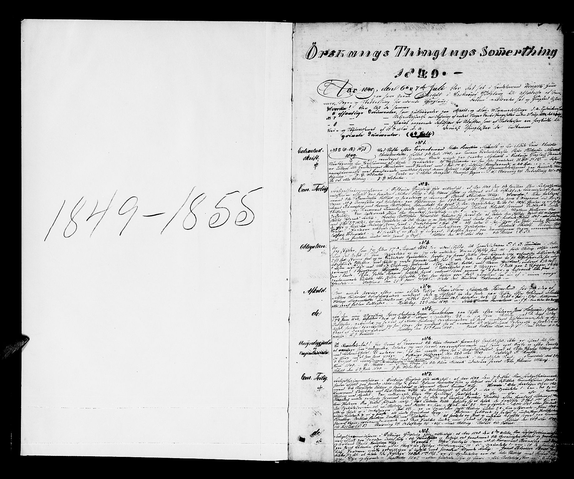 Nordre Sunnmøre sorenskriveri, AV/SAT-A-0006/1/2/2C/2Ca/L0006: Mortgage book no. 10, 1849-1855, p. 1