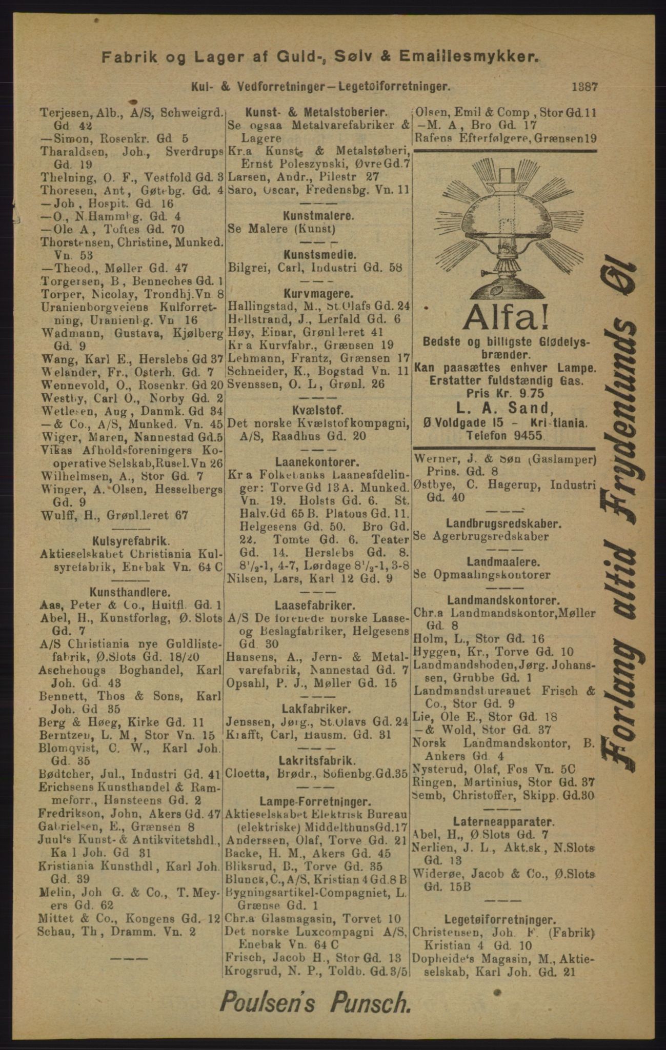 Kristiania/Oslo adressebok, PUBL/-, 1905, p. 1387