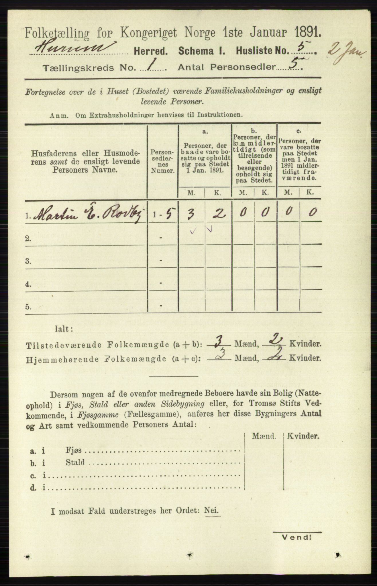 RA, 1891 census for 0628 Hurum, 1891, p. 29