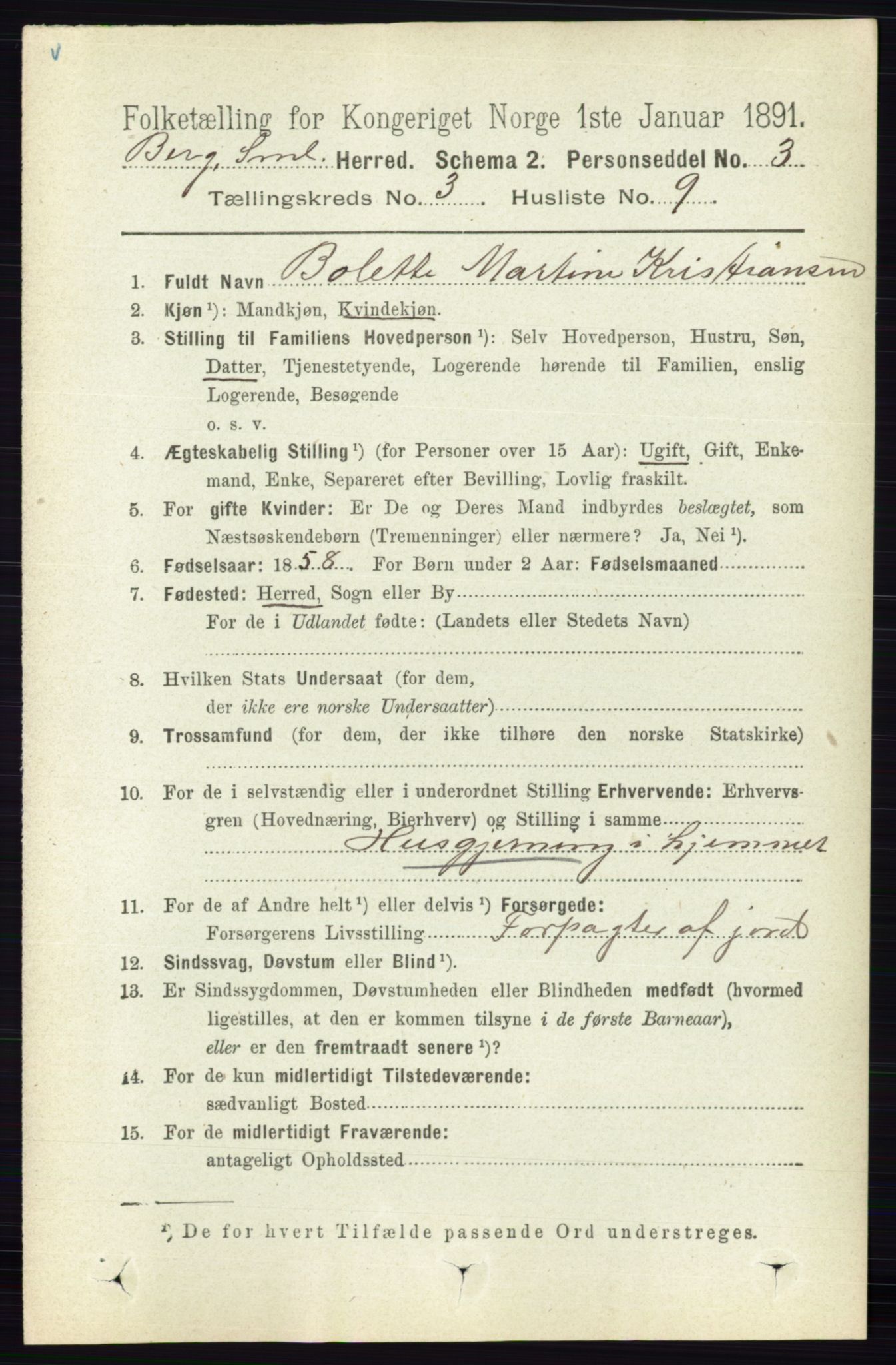 RA, 1891 census for 0116 Berg, 1891, p. 1941