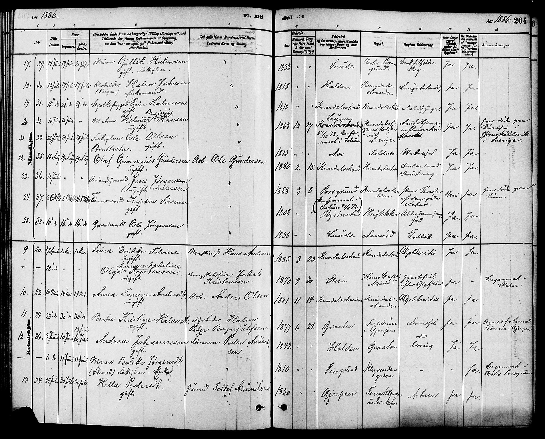 Solum kirkebøker, AV/SAKO-A-306/F/Fa/L0009: Parish register (official) no. I 9, 1877-1887, p. 264