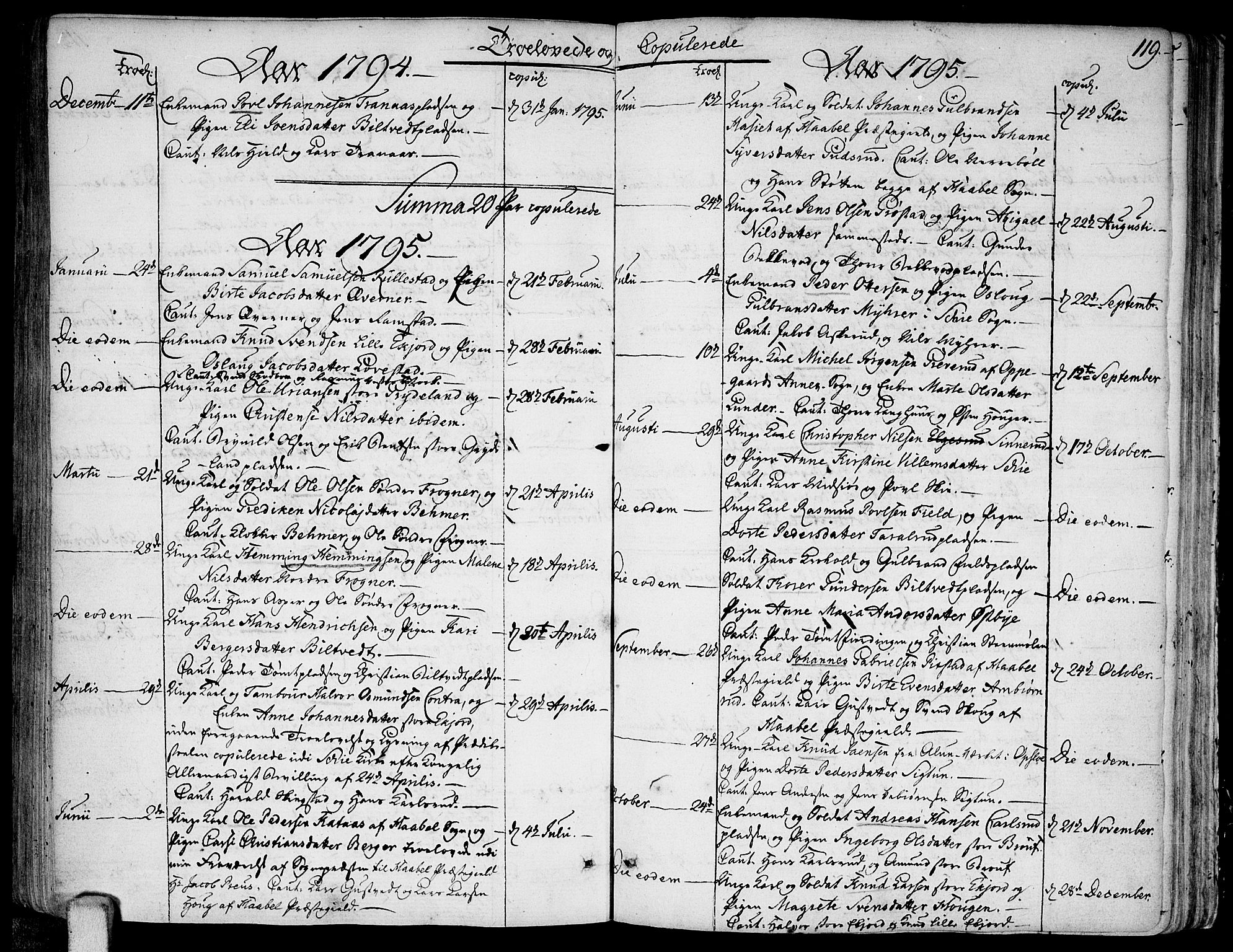 Kråkstad prestekontor Kirkebøker, SAO/A-10125a/F/Fa/L0002: Parish register (official) no. I 2, 1786-1814, p. 119