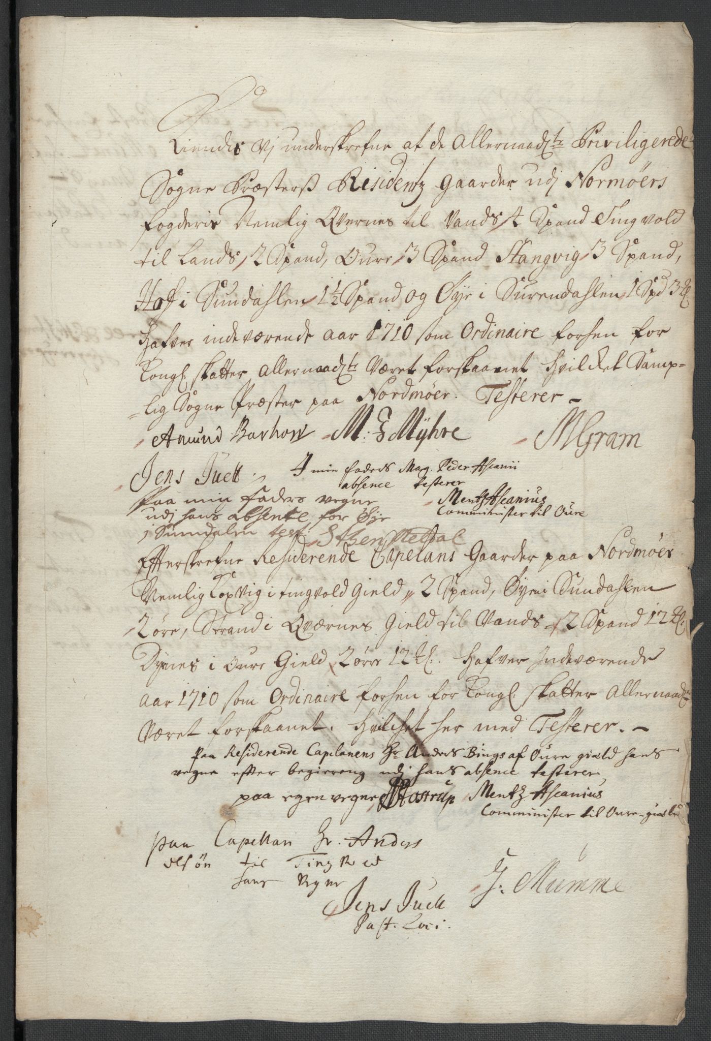 Rentekammeret inntil 1814, Reviderte regnskaper, Fogderegnskap, RA/EA-4092/R56/L3744: Fogderegnskap Nordmøre, 1709-1710, p. 287