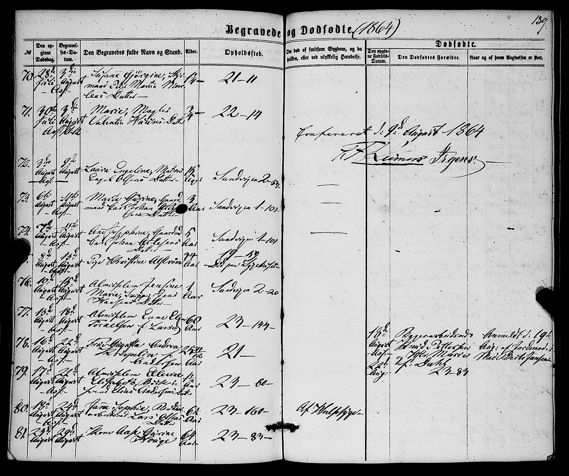 Korskirken sokneprestembete, AV/SAB-A-76101/H/Haa/L0045: Parish register (official) no. E 3, 1863-1875, p. 139