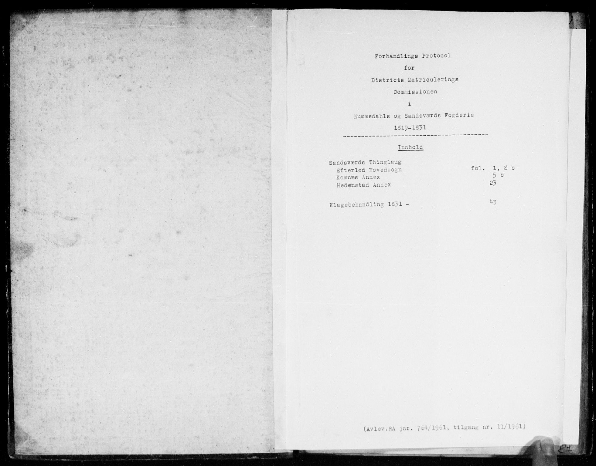 Hovedmatrikkelkommisjonen, AV/RA-S-1529, 1819-1831