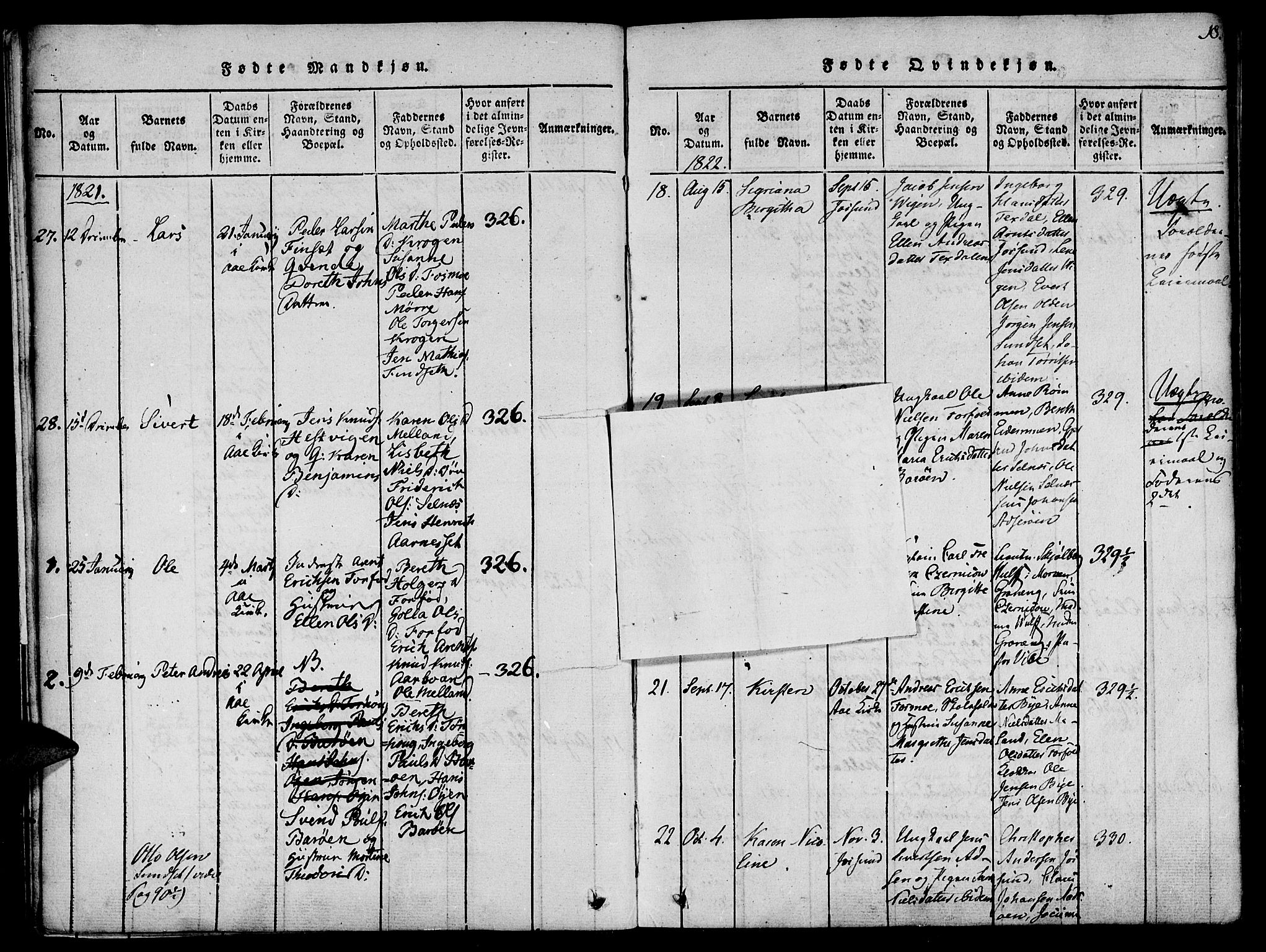 Ministerialprotokoller, klokkerbøker og fødselsregistre - Sør-Trøndelag, SAT/A-1456/655/L0675: Parish register (official) no. 655A04, 1818-1830, p. 18