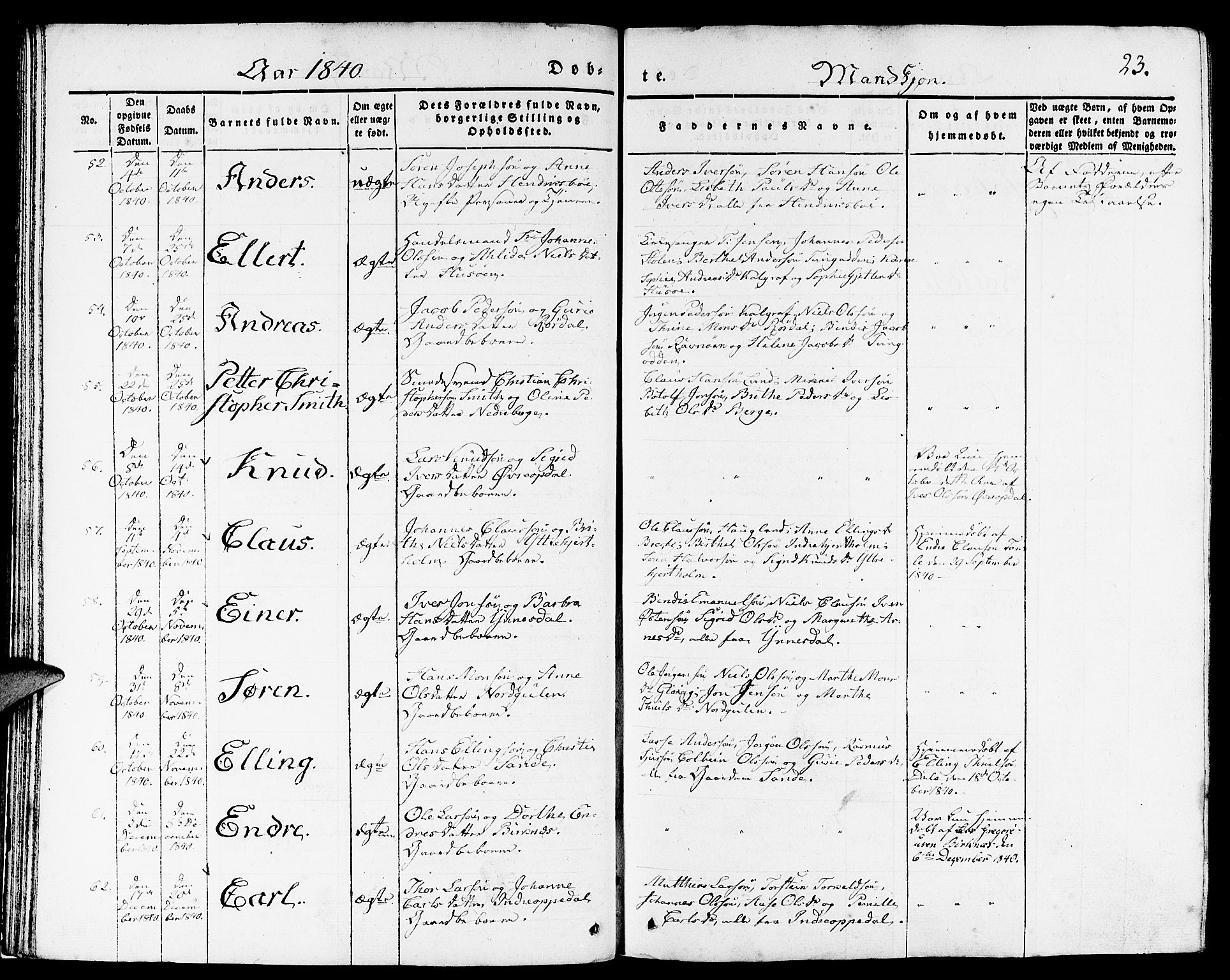 Gulen sokneprestembete, AV/SAB-A-80201/H/Haa/Haaa/L0020: Parish register (official) no. A 20, 1837-1847, p. 23