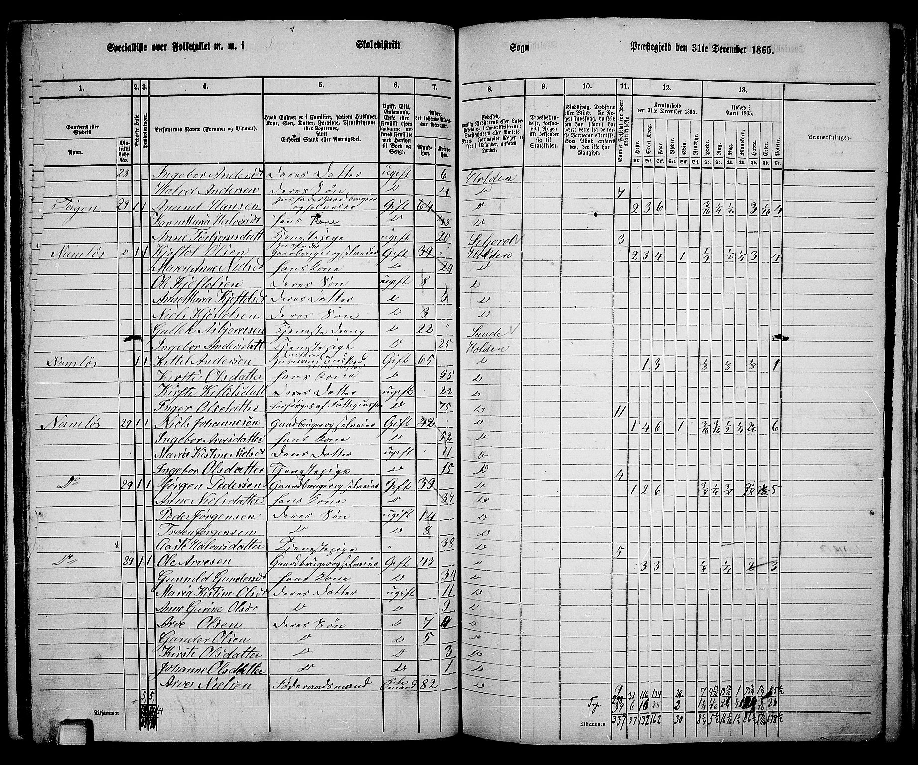 RA, 1865 census for Holla, 1865, p. 83