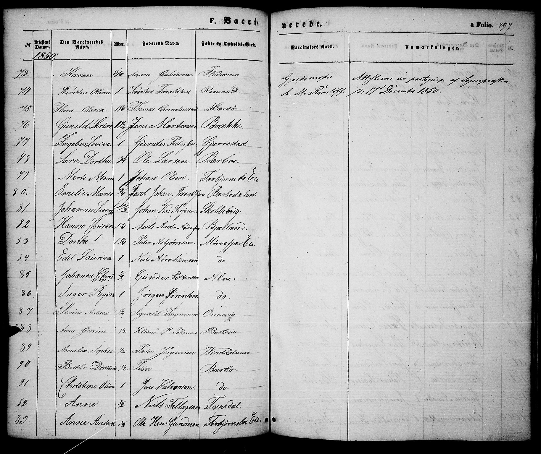 Tromøy sokneprestkontor, AV/SAK-1111-0041/F/Fa/L0005: Parish register (official) no. A 5, 1847-1856, p. 297