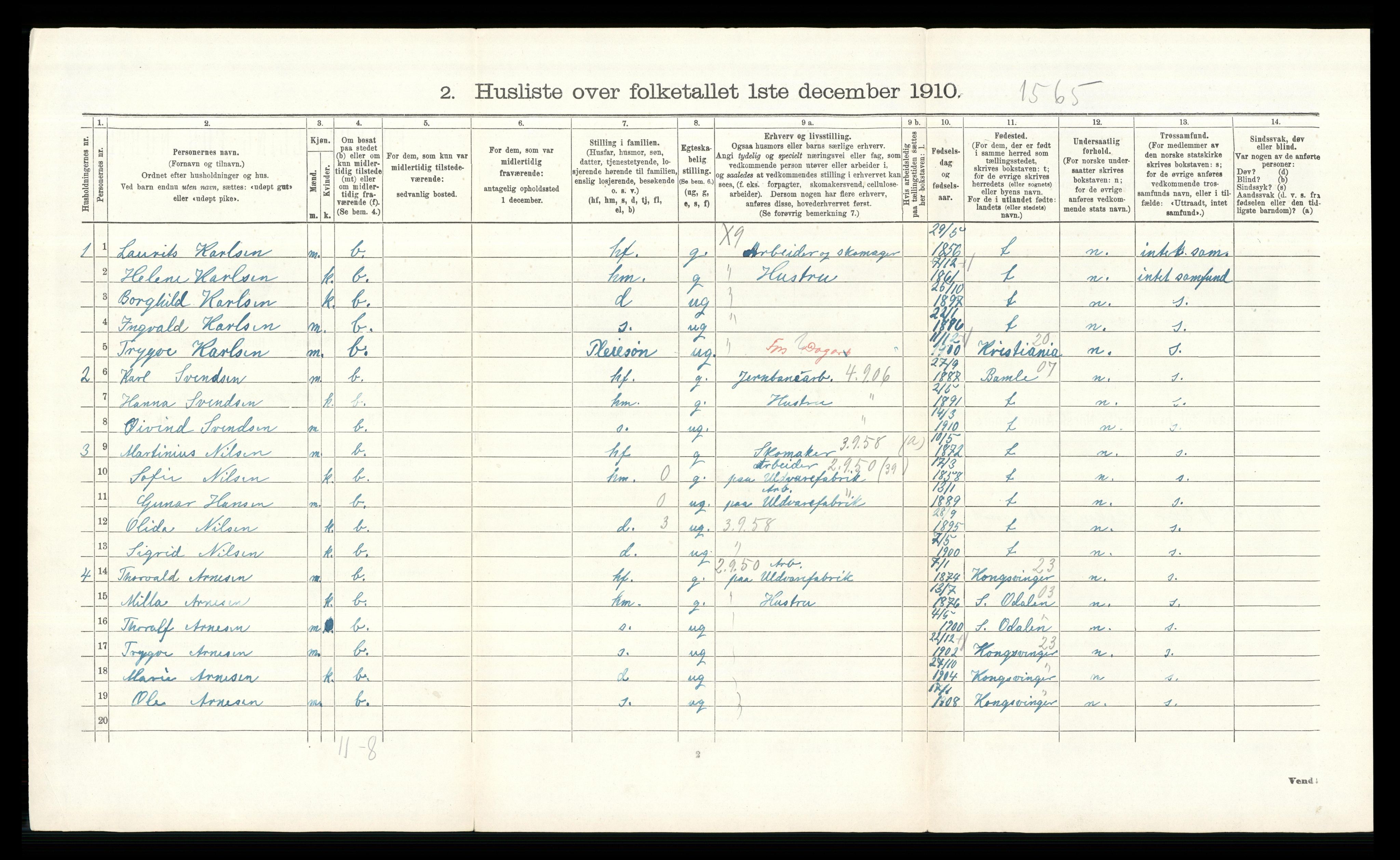 RA, 1910 census for Øvre Eiker, 1910, p. 578