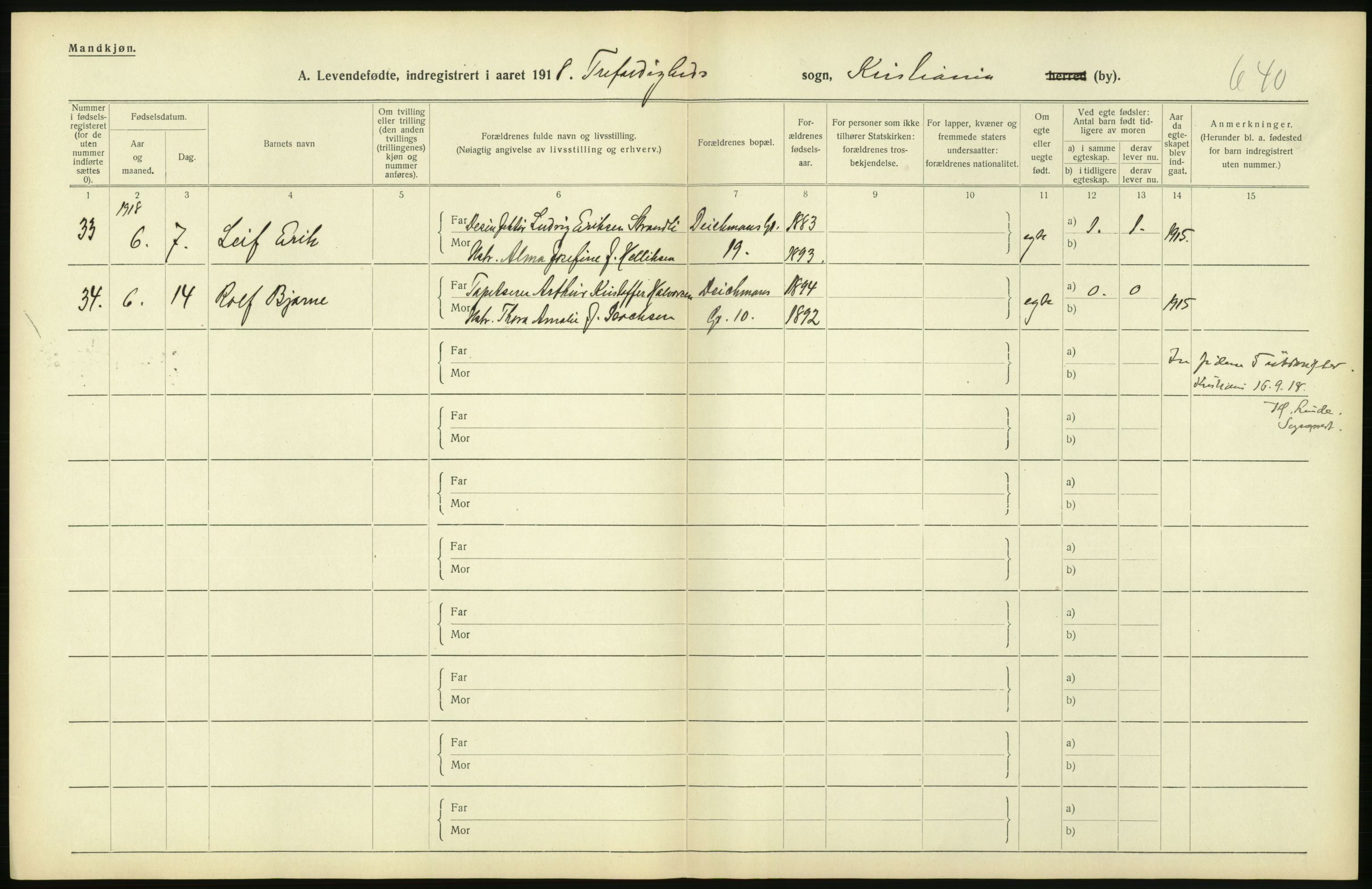 Statistisk sentralbyrå, Sosiodemografiske emner, Befolkning, AV/RA-S-2228/D/Df/Dfb/Dfbh/L0008: Kristiania: Levendefødte menn og kvinner., 1918, p. 268