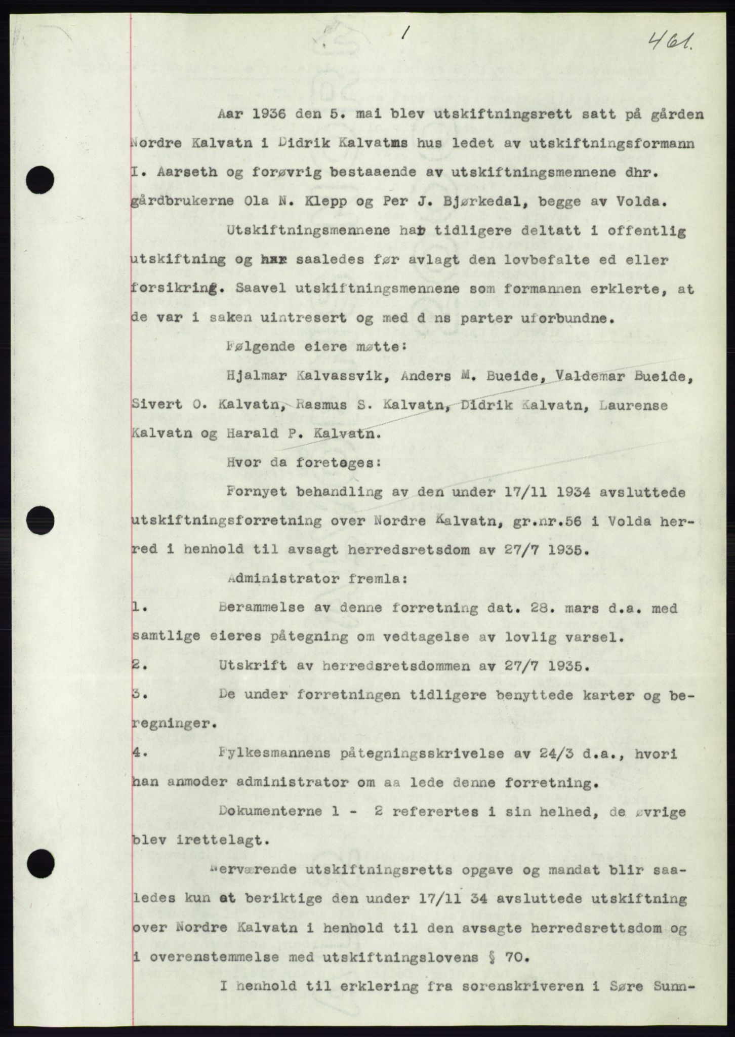 Søre Sunnmøre sorenskriveri, AV/SAT-A-4122/1/2/2C/L0060: Mortgage book no. 54, 1935-1936, Deed date: 12.05.1936