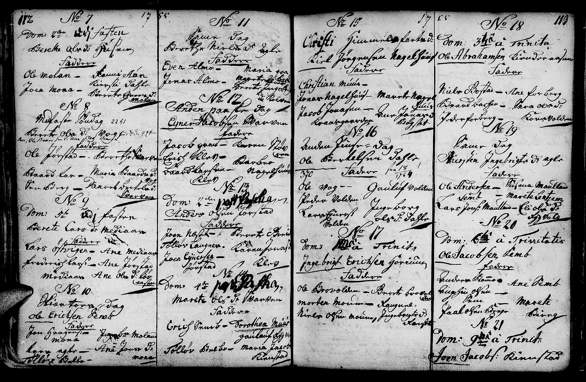 Ministerialprotokoller, klokkerbøker og fødselsregistre - Nord-Trøndelag, SAT/A-1458/749/L0467: Parish register (official) no. 749A01, 1733-1787, p. 112-113