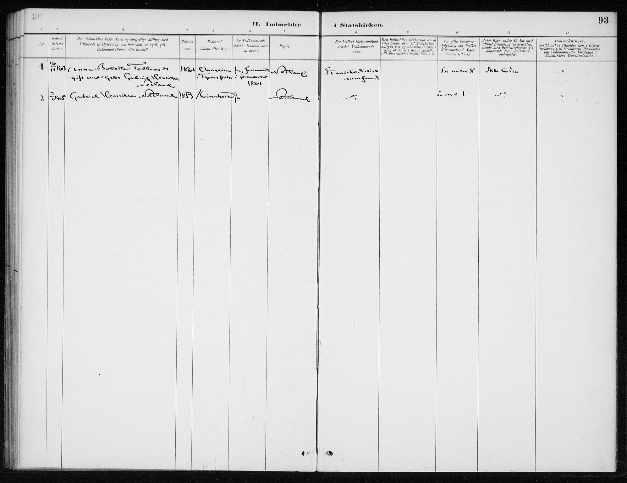 Kvinnherad sokneprestembete, SAB/A-76401/H/Haa: Parish register (official) no. C 1, 1885-1912, p. 93