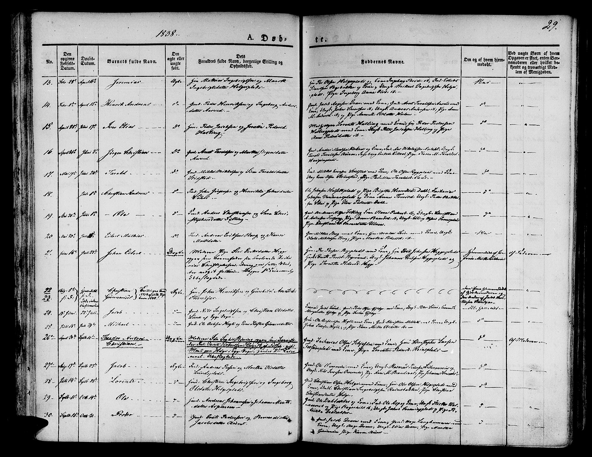 Ministerialprotokoller, klokkerbøker og fødselsregistre - Nord-Trøndelag, SAT/A-1458/746/L0445: Parish register (official) no. 746A04, 1826-1846, p. 29