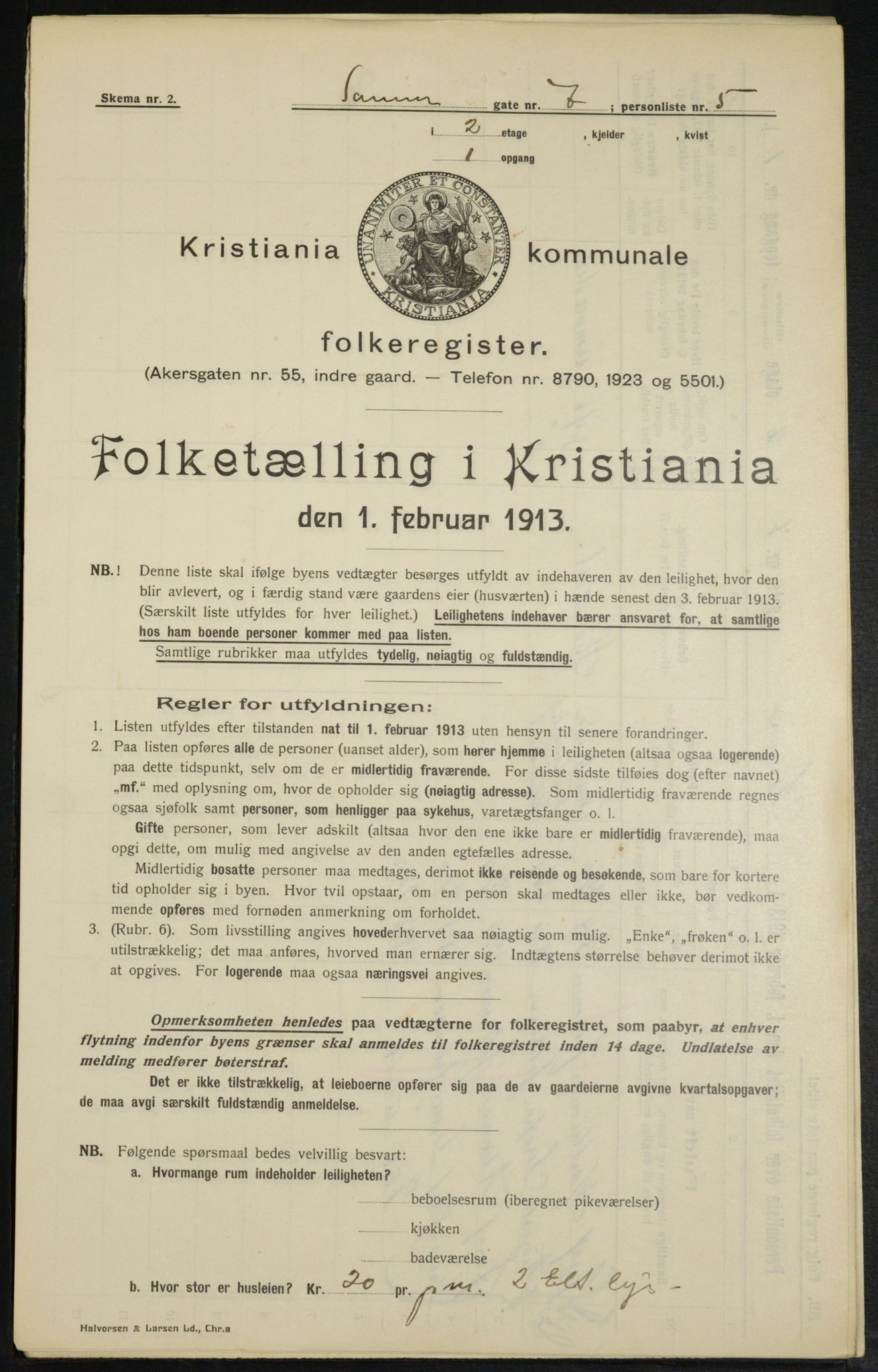 OBA, Municipal Census 1913 for Kristiania, 1913, p. 88505