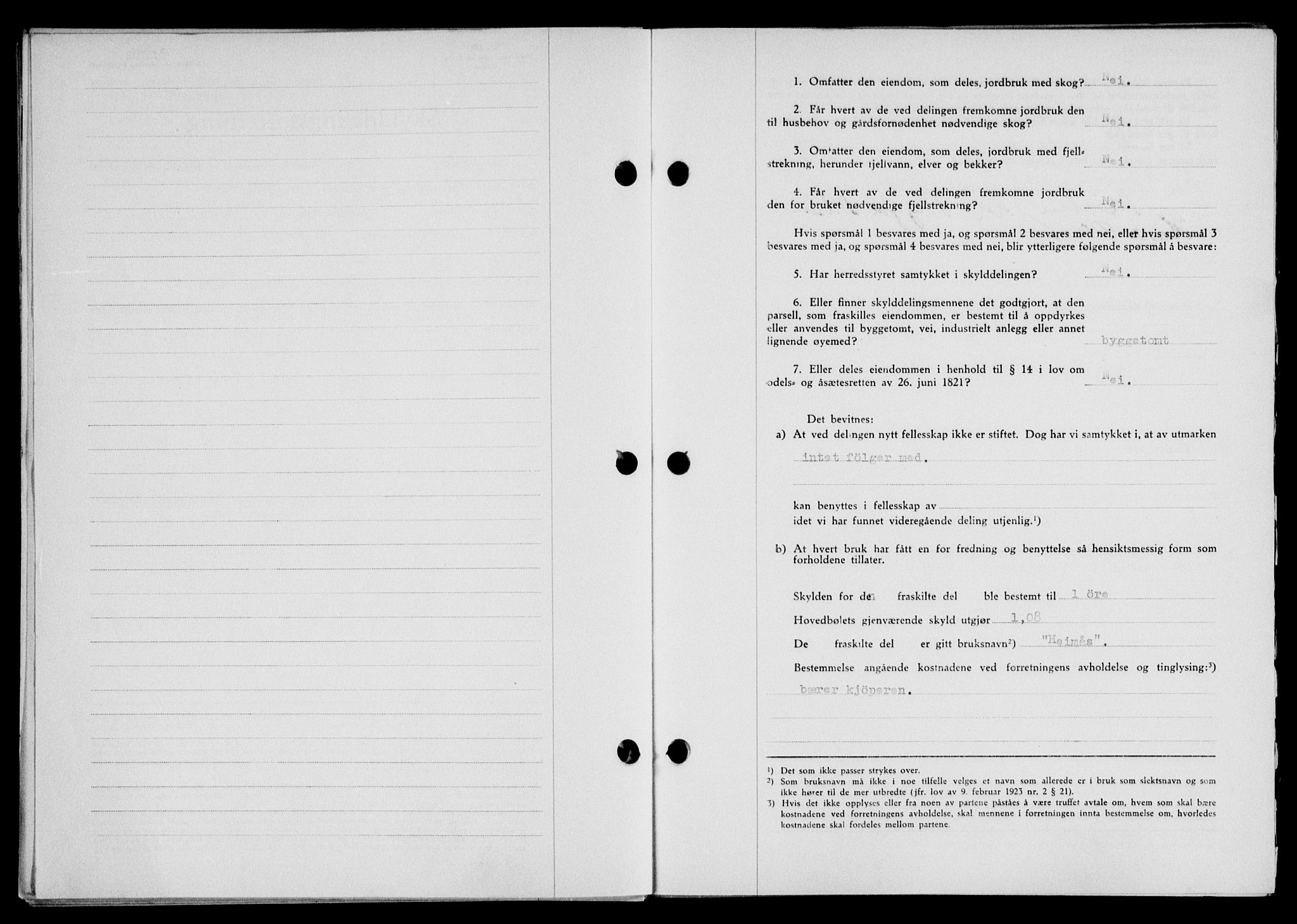 Lofoten sorenskriveri, SAT/A-0017/1/2/2C/L0013a: Mortgage book no. 13a, 1944-1946, Diary no: : 829/1945