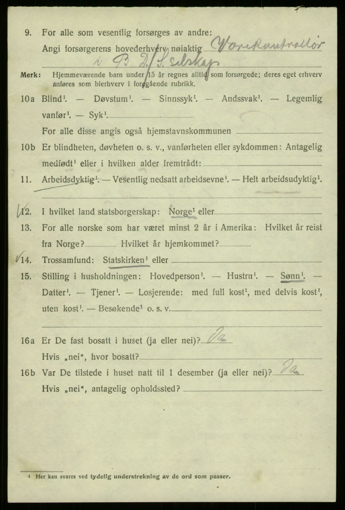 SAB, 1920 census for Bergen, 1920, p. 190551