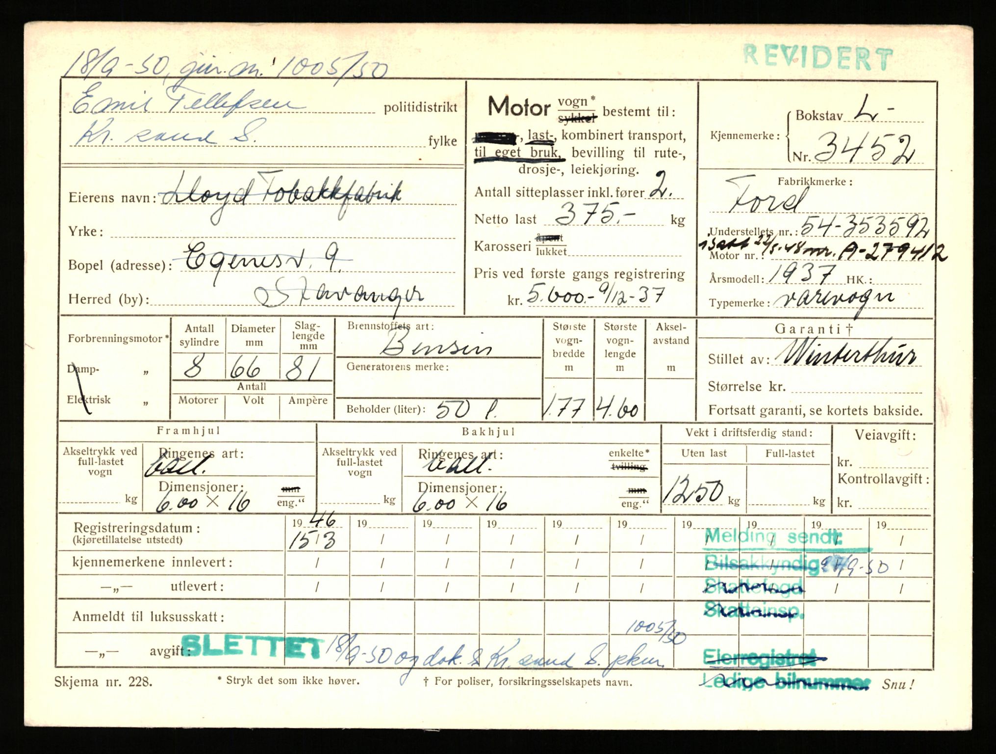 Stavanger trafikkstasjon, AV/SAST-A-101942/0/F/L0010: L-3350 - L-3699, 1930-1971, p. 567