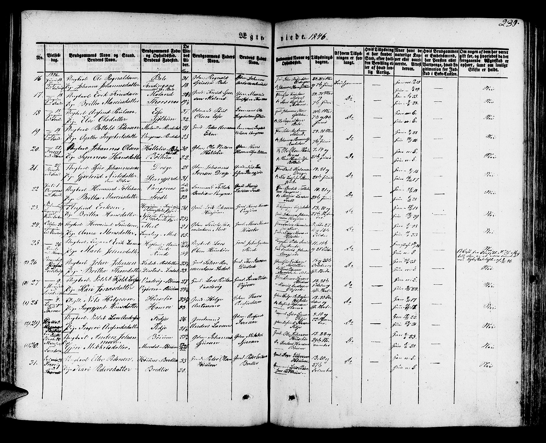 Leikanger sokneprestembete, AV/SAB-A-81001/H/Haa/Haaa/L0007: Parish register (official) no. A 7, 1838-1851, p. 230