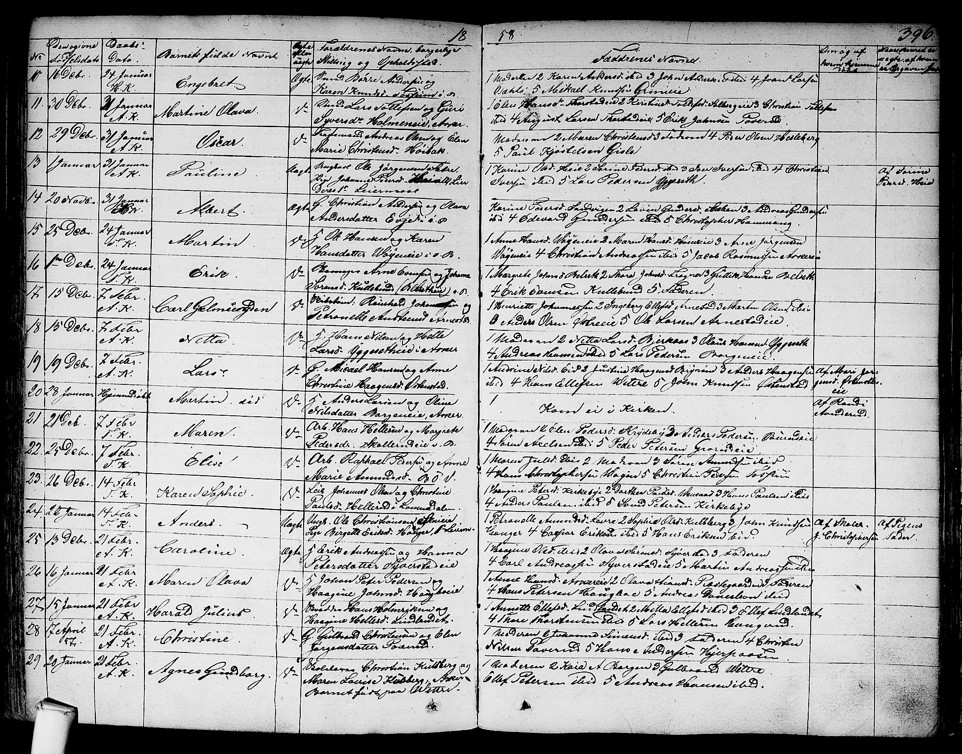 Asker prestekontor Kirkebøker, AV/SAO-A-10256a/F/Fa/L0007: Parish register (official) no. I 7, 1825-1864, p. 396