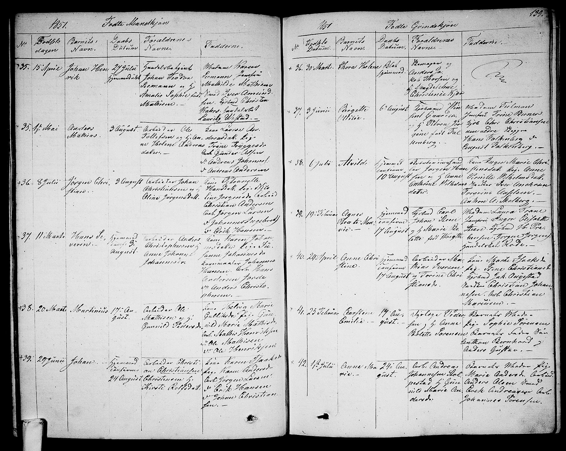 Larvik kirkebøker, SAKO/A-352/G/Ga/L0003a: Parish register (copy) no. I 3A, 1830-1870, p. 139