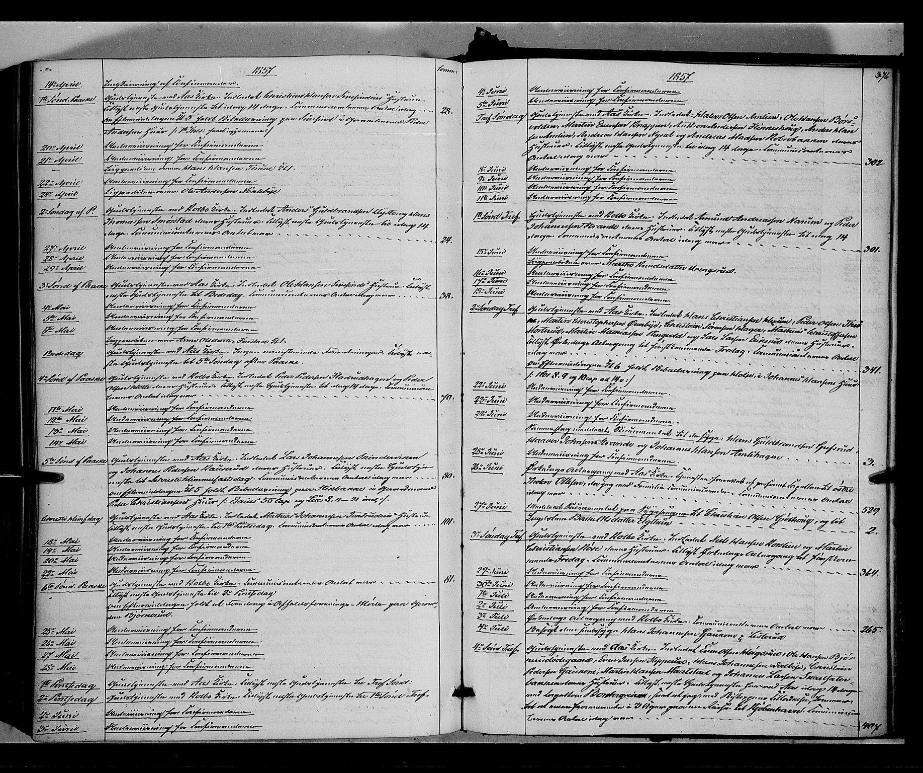 Vestre Toten prestekontor, SAH/PREST-108/H/Ha/Haa/L0006: Parish register (official) no. 6, 1856-1861, p. 376