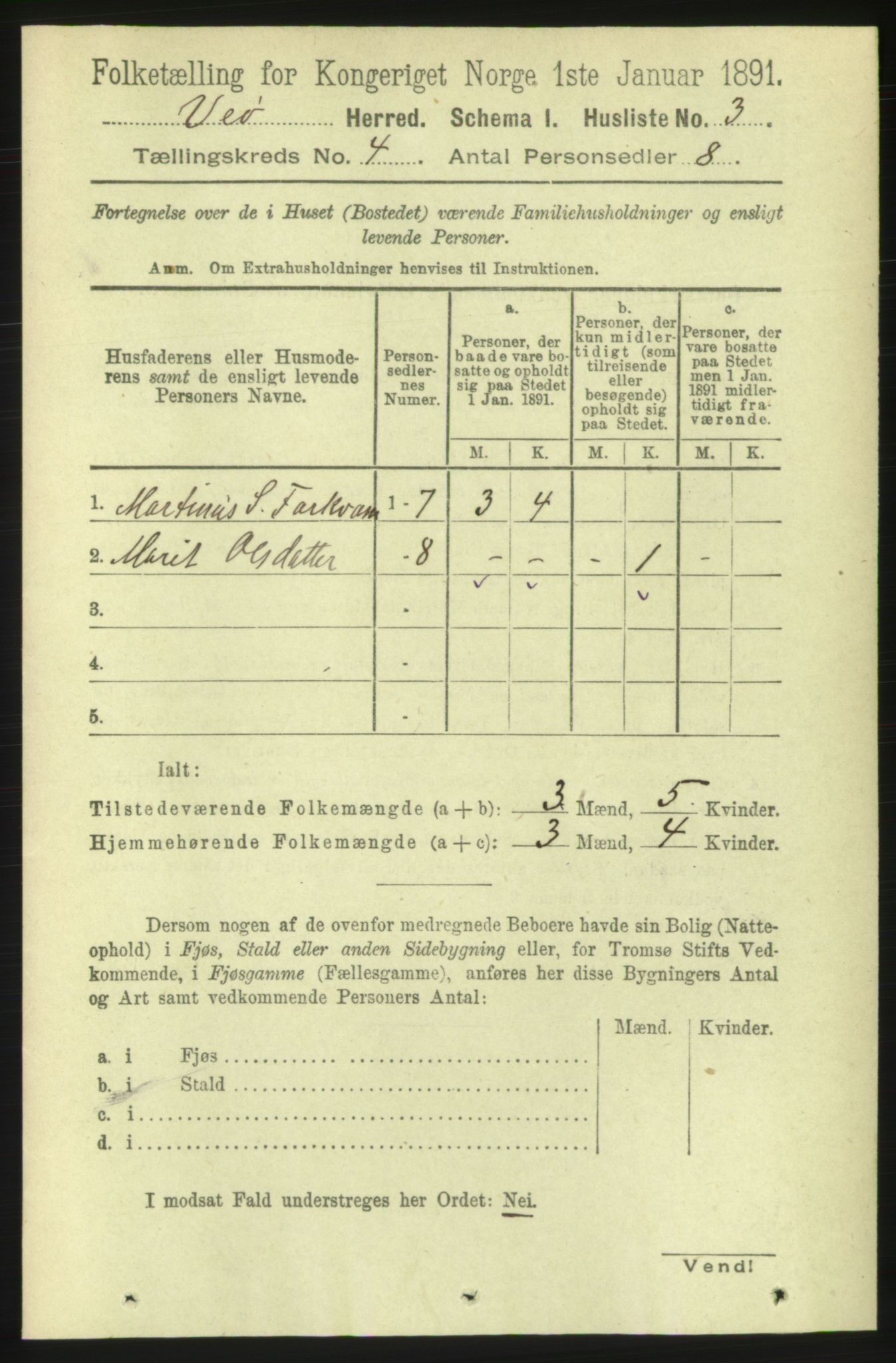 RA, 1891 census for 1541 Veøy, 1891, p. 1738