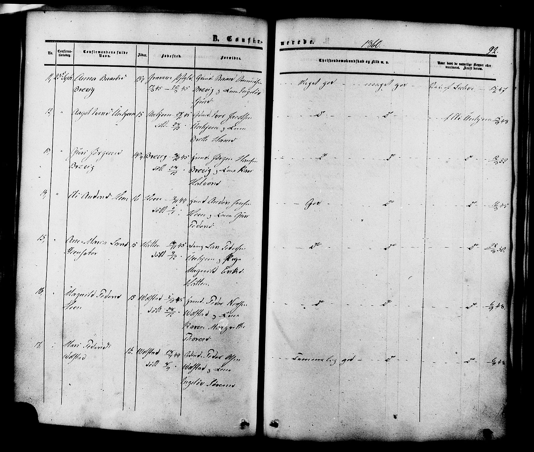 Ministerialprotokoller, klokkerbøker og fødselsregistre - Møre og Romsdal, SAT/A-1454/545/L0586: Parish register (official) no. 545A02, 1854-1877, p. 92