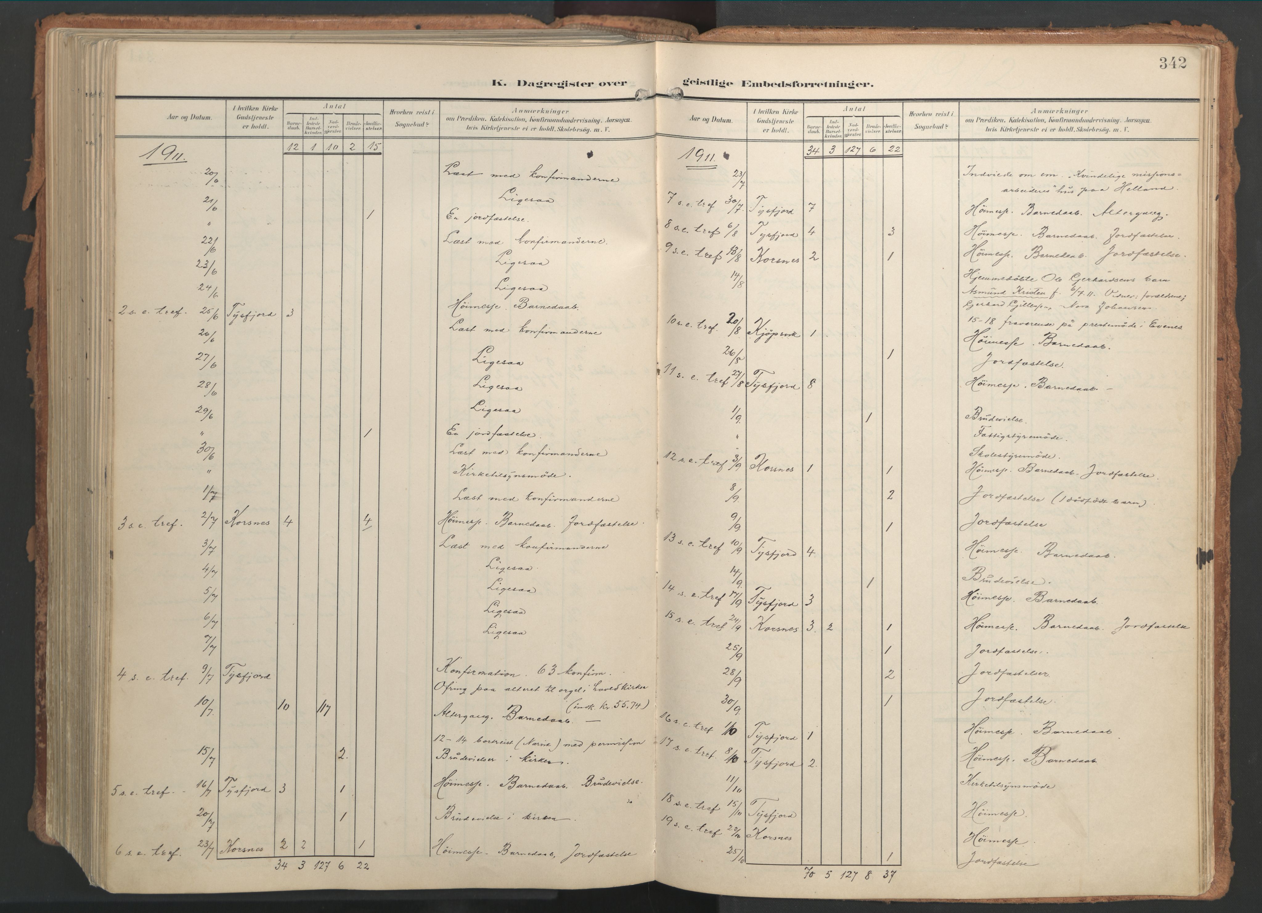 Ministerialprotokoller, klokkerbøker og fødselsregistre - Nordland, AV/SAT-A-1459/861/L0871: Parish register (official) no. 861A06, 1903-1916, p. 342