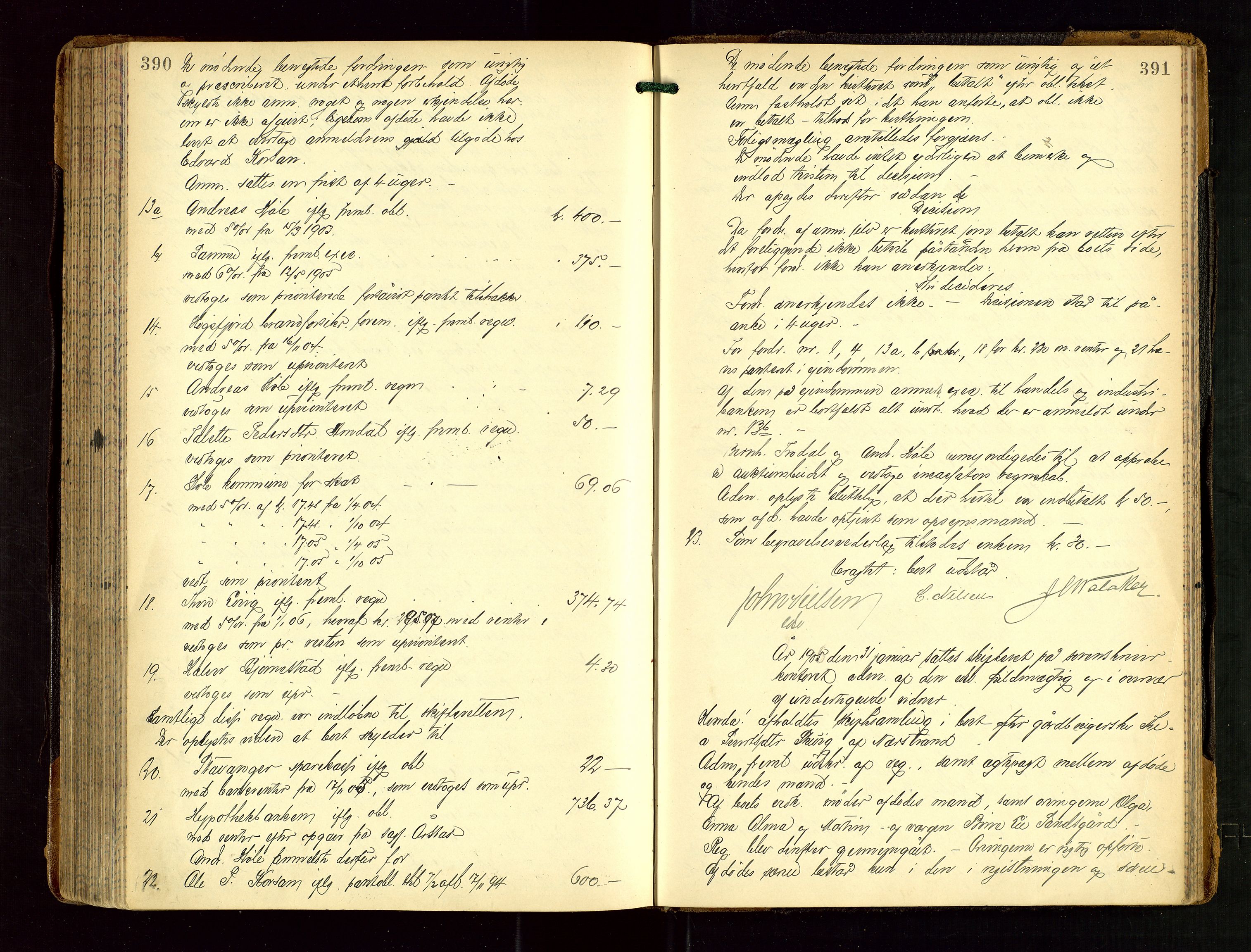 Ryfylke tingrett, AV/SAST-A-100055/001/IV/IVF/L0014: Skifteforhandlingsprotokoll, 1902-1910, p. 390-391
