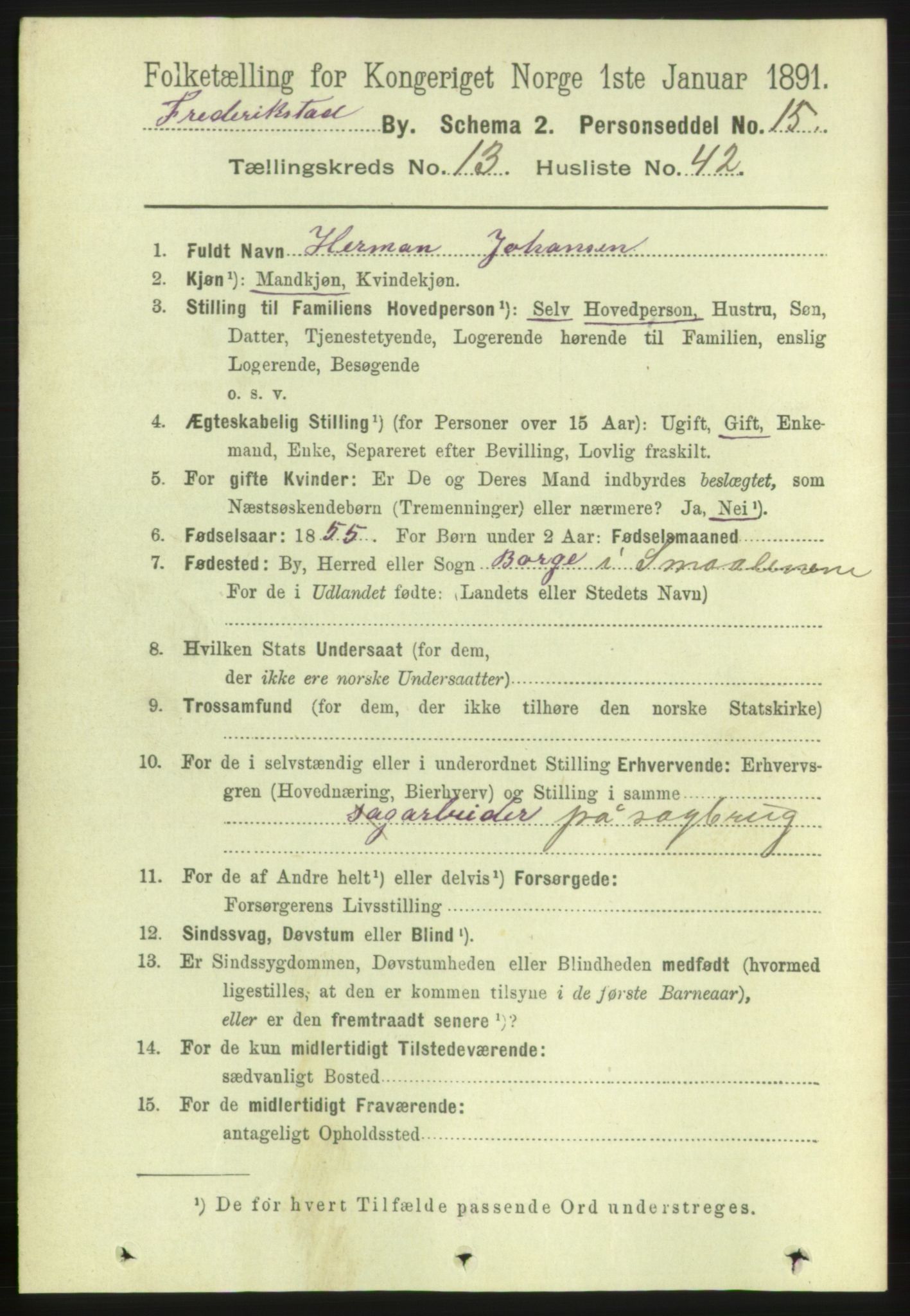 RA, 1891 census for 0103 Fredrikstad, 1891, p. 15004