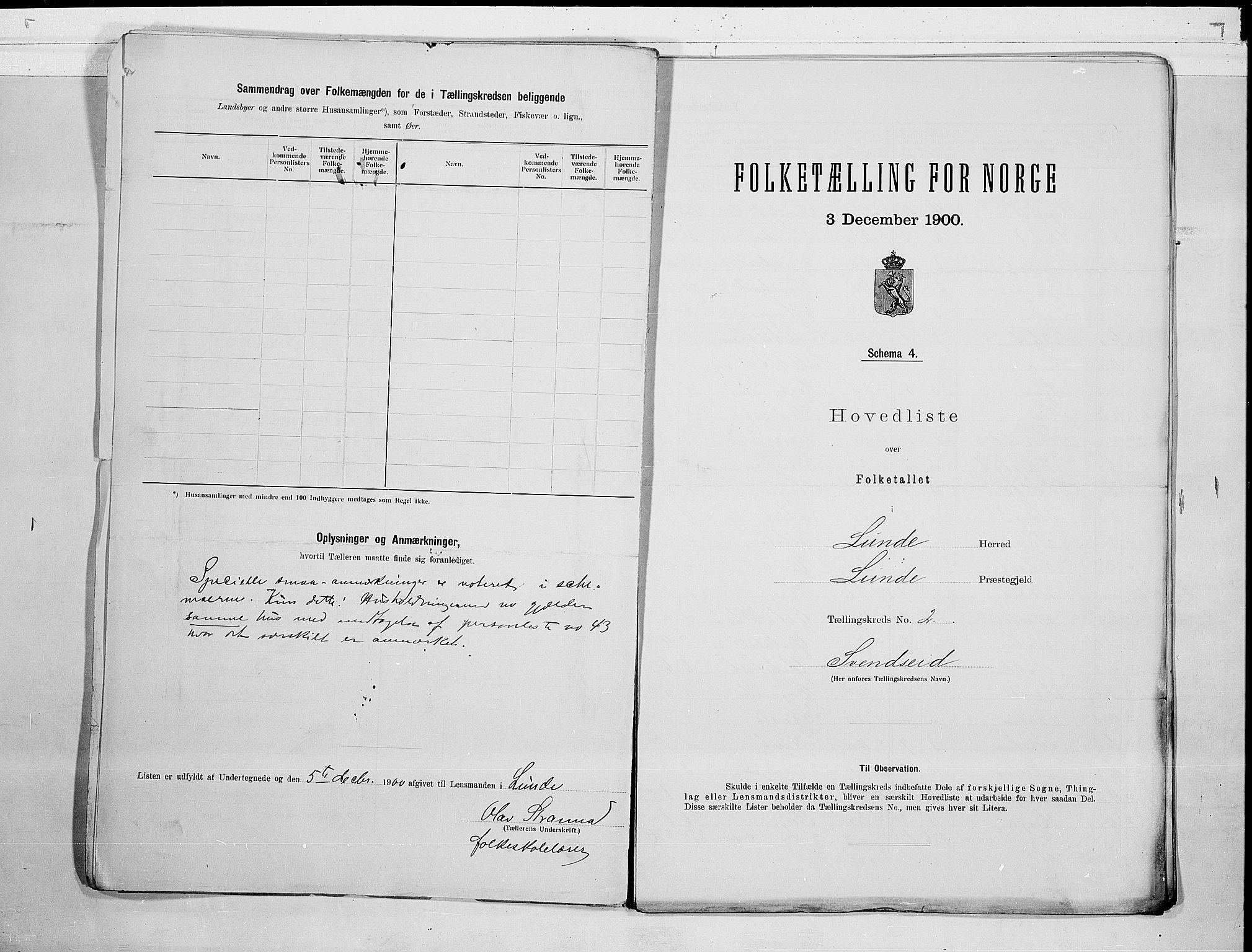 SAKO, 1900 census for Lunde, 1900, p. 6