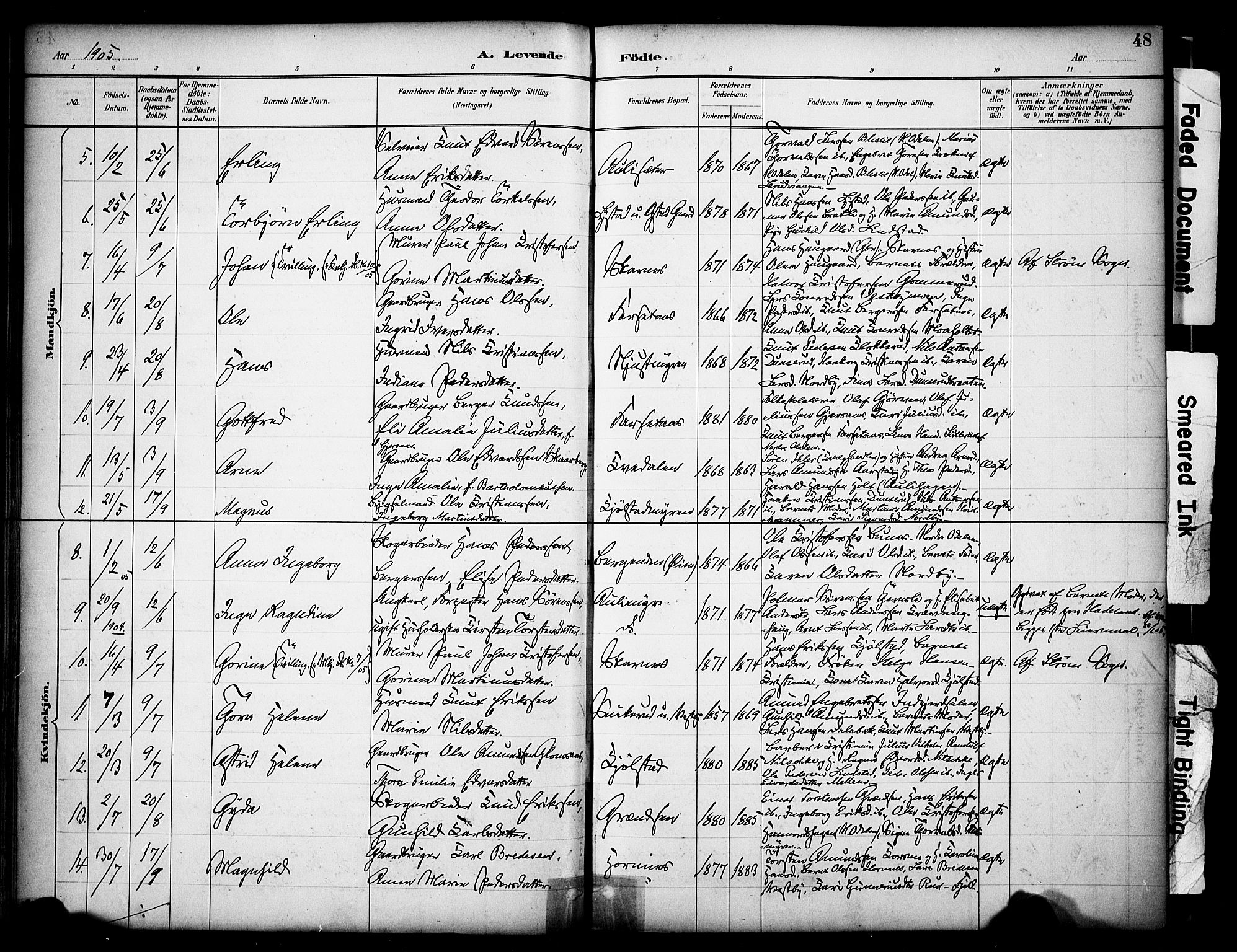 Sør-Odal prestekontor, AV/SAH-PREST-030/H/Ha/Haa/L0009: Parish register (official) no. 9, 1886-1926, p. 48