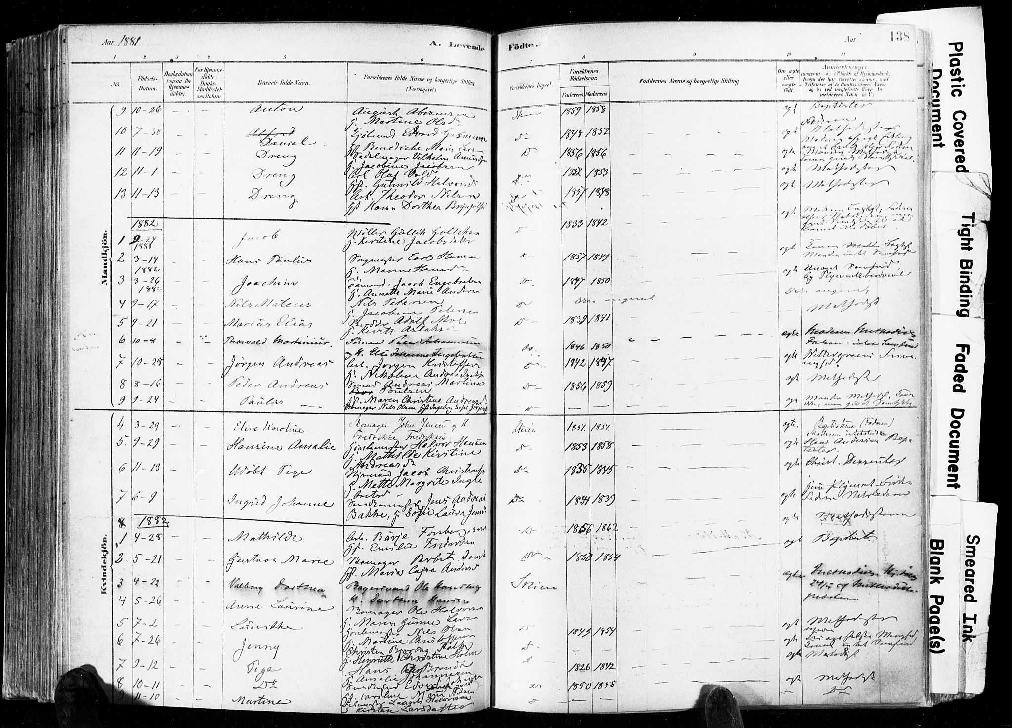 Skien kirkebøker, SAKO/A-302/F/Fa/L0009: Parish register (official) no. 9, 1878-1890, p. 138
