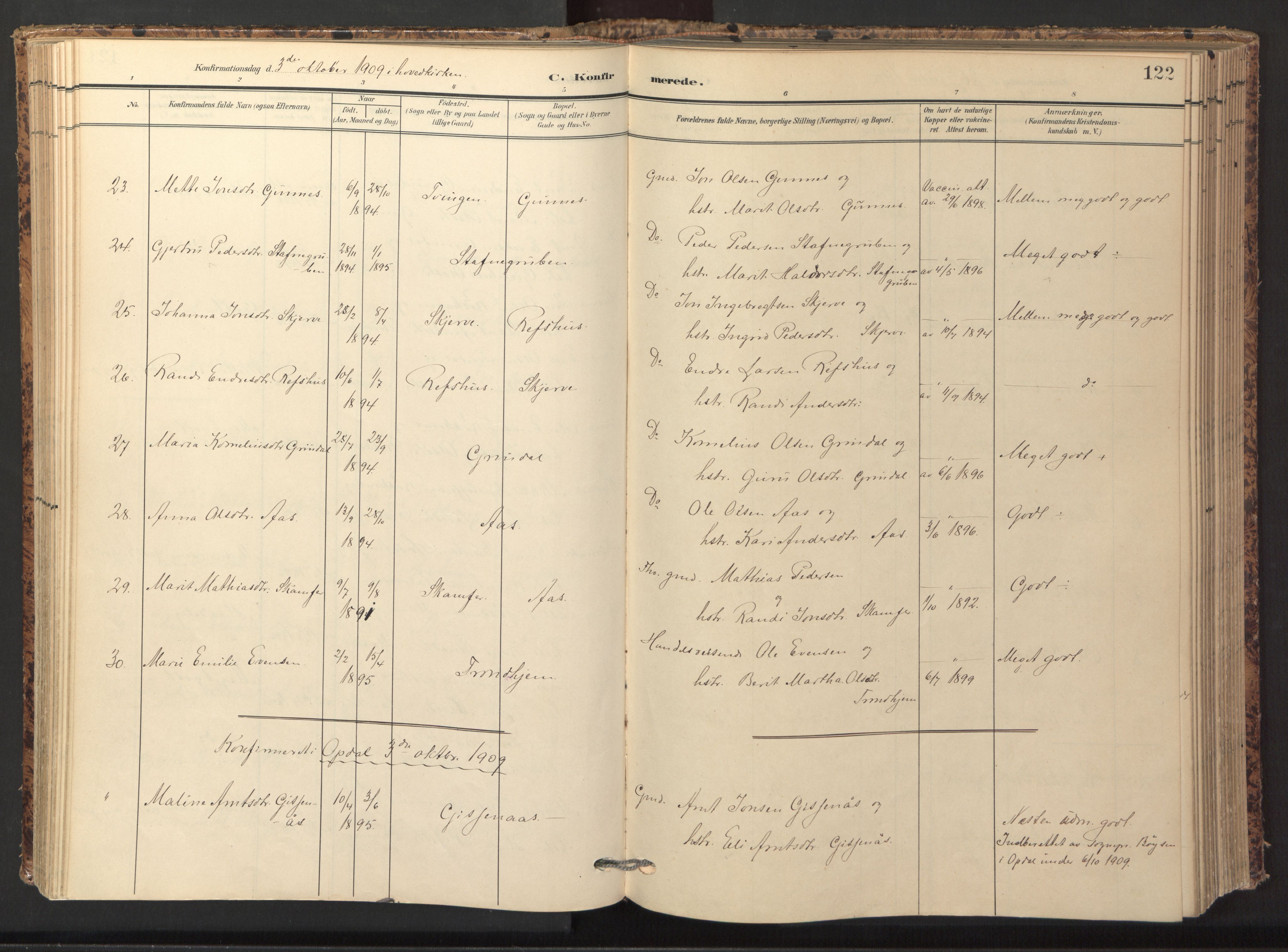 Ministerialprotokoller, klokkerbøker og fødselsregistre - Sør-Trøndelag, AV/SAT-A-1456/674/L0873: Parish register (official) no. 674A05, 1908-1923, p. 122