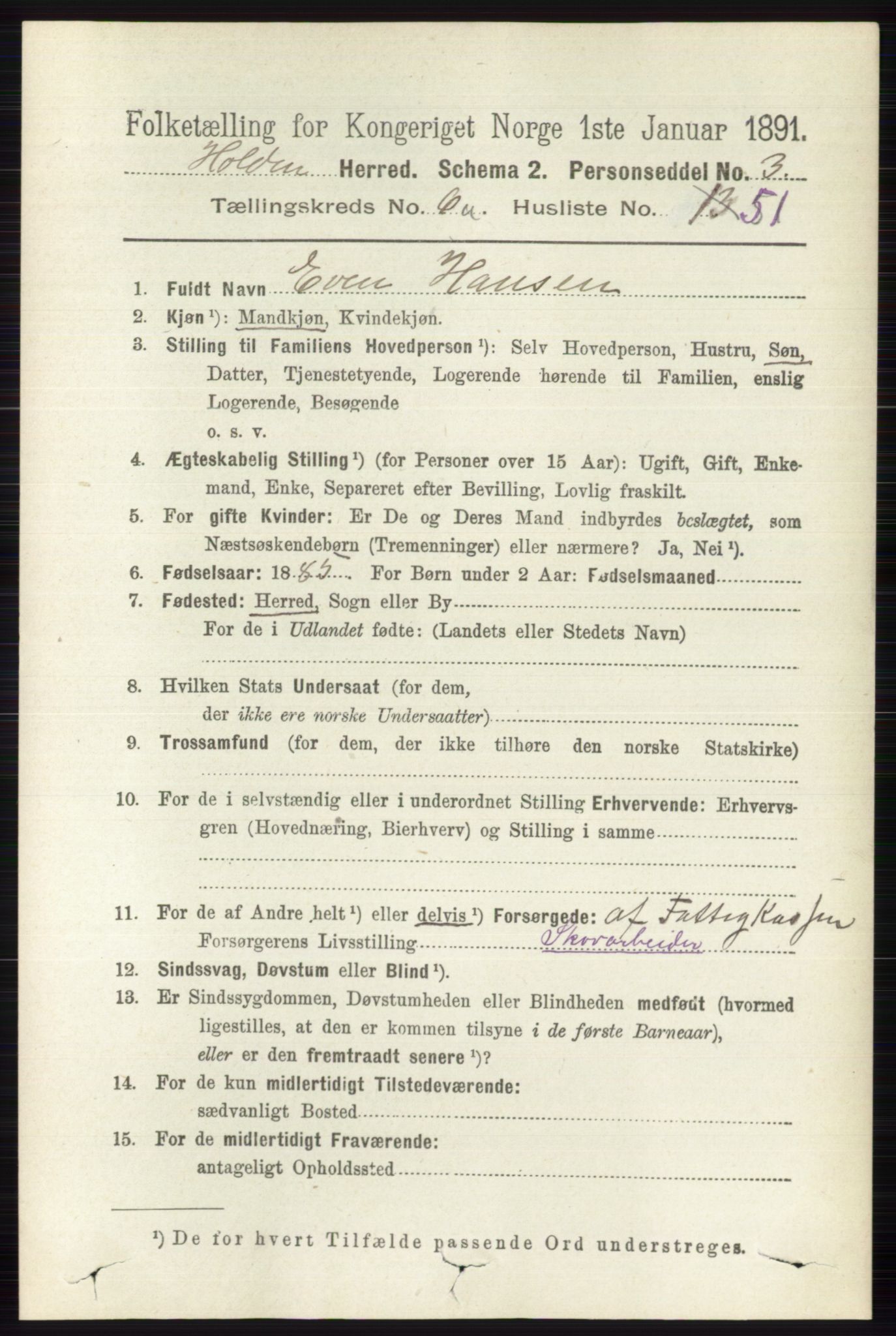 RA, 1891 census for 0819 Holla, 1891, p. 3146