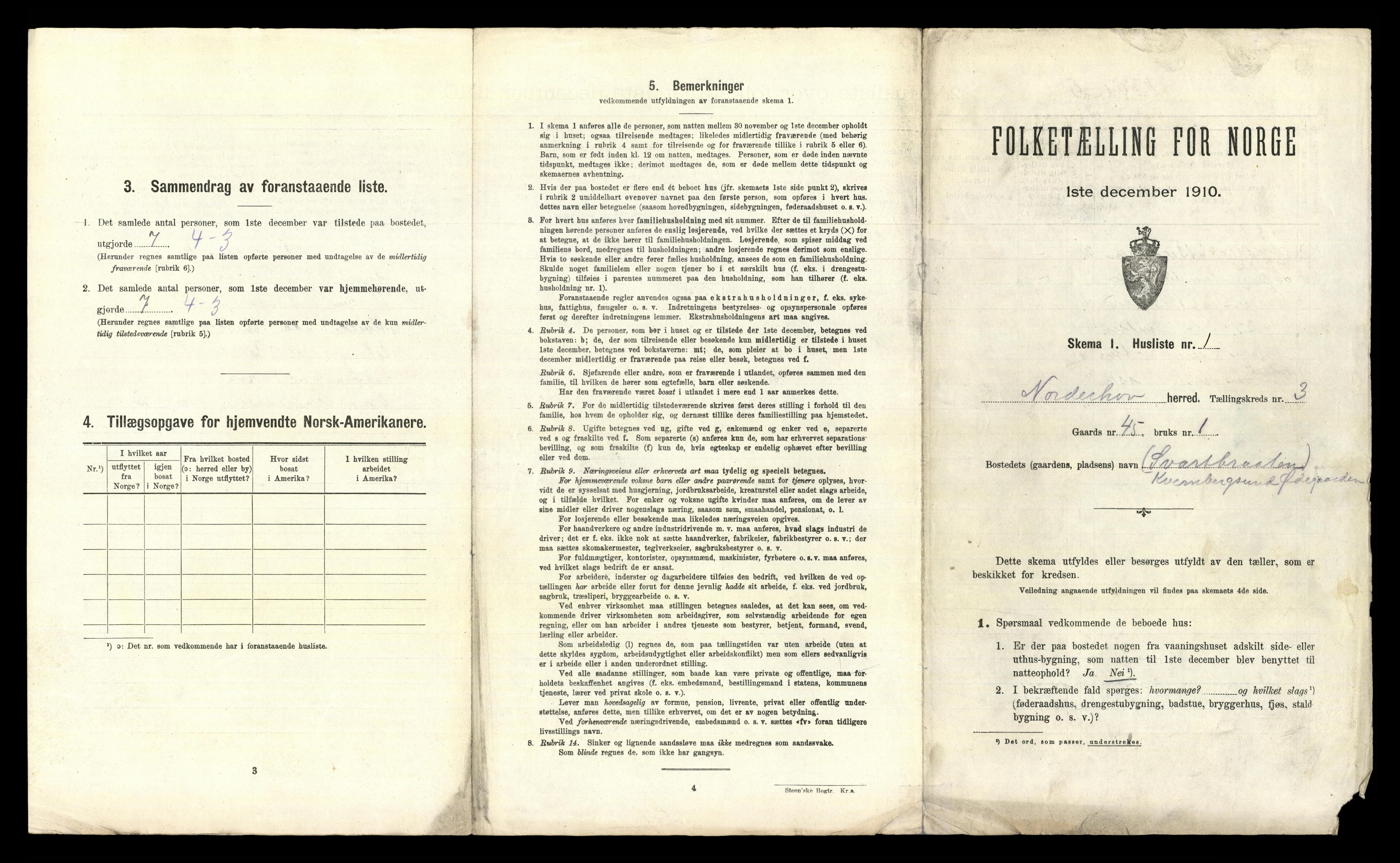 RA, 1910 census for Norderhov, 1910, p. 714