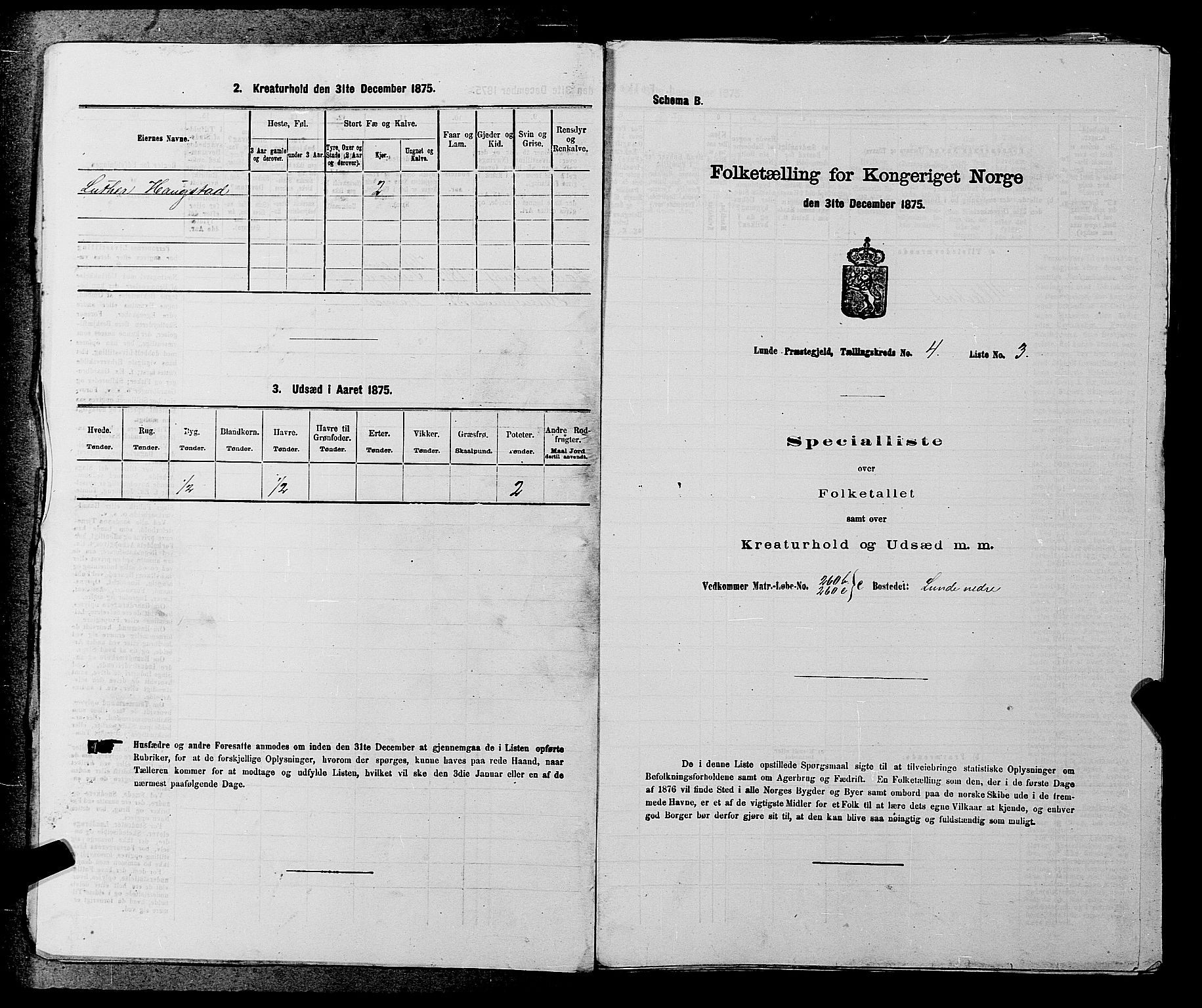 SAKO, 1875 census for 0820P Lunde, 1875, p. 465