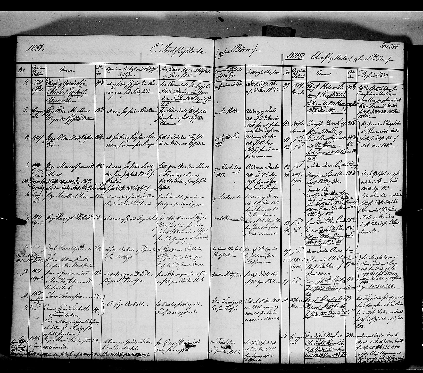 Stange prestekontor, SAH/PREST-002/K/L0011: Parish register (official) no. 11, 1846-1852, p. 345