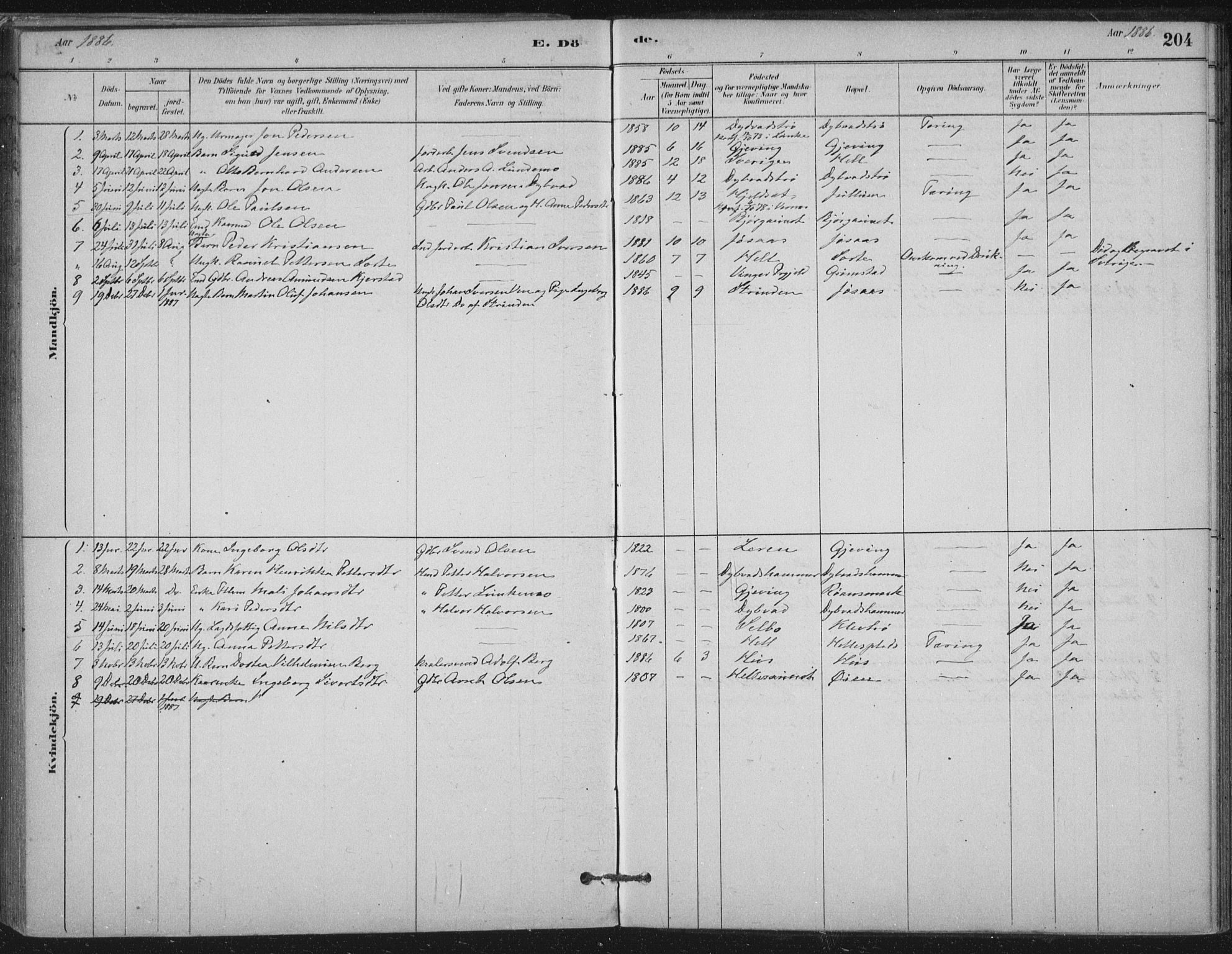 Ministerialprotokoller, klokkerbøker og fødselsregistre - Nord-Trøndelag, AV/SAT-A-1458/710/L0095: Parish register (official) no. 710A01, 1880-1914, p. 204