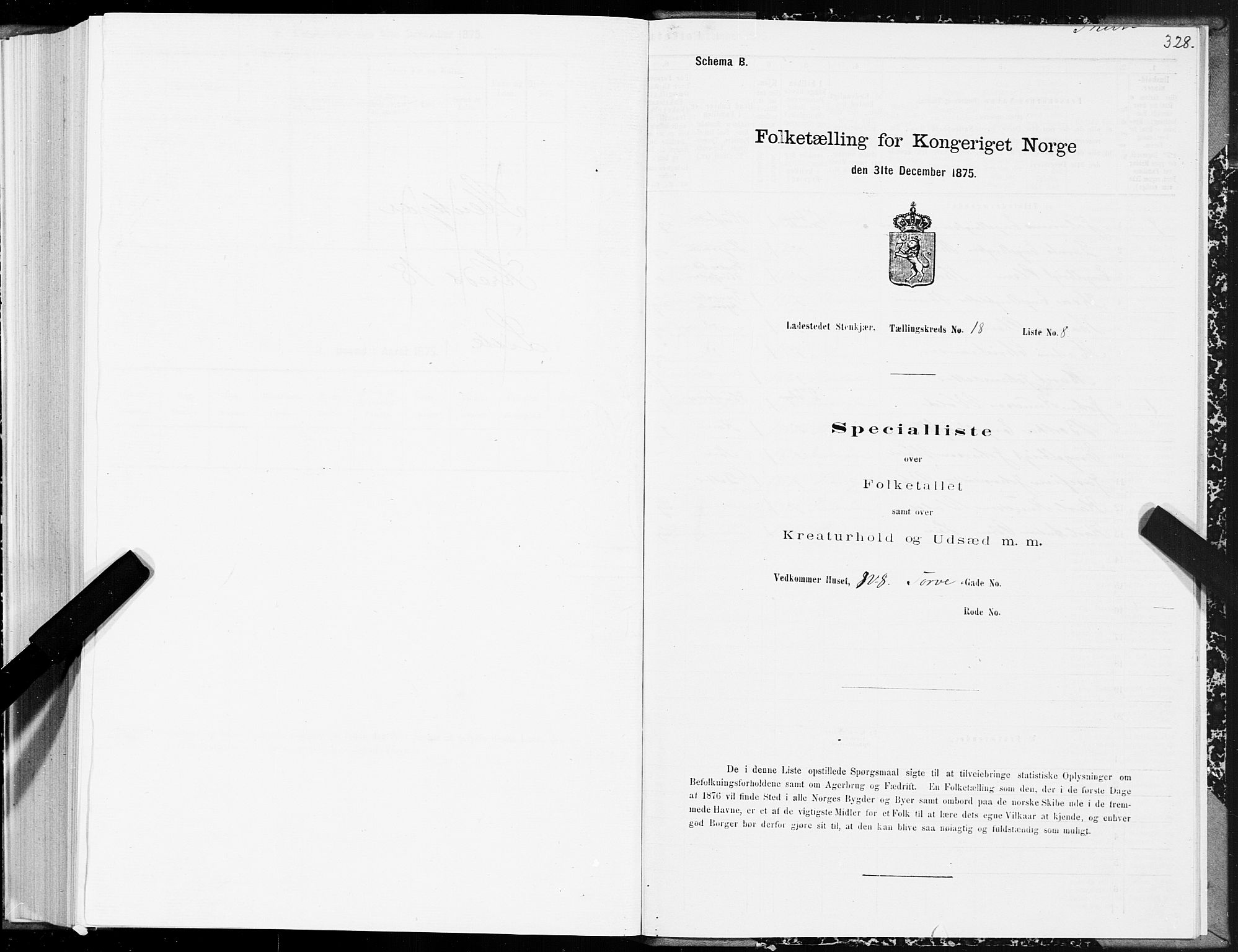 SAT, 1875 census for 1702B Steinkjer/Steinkjer, 1875, p. 328