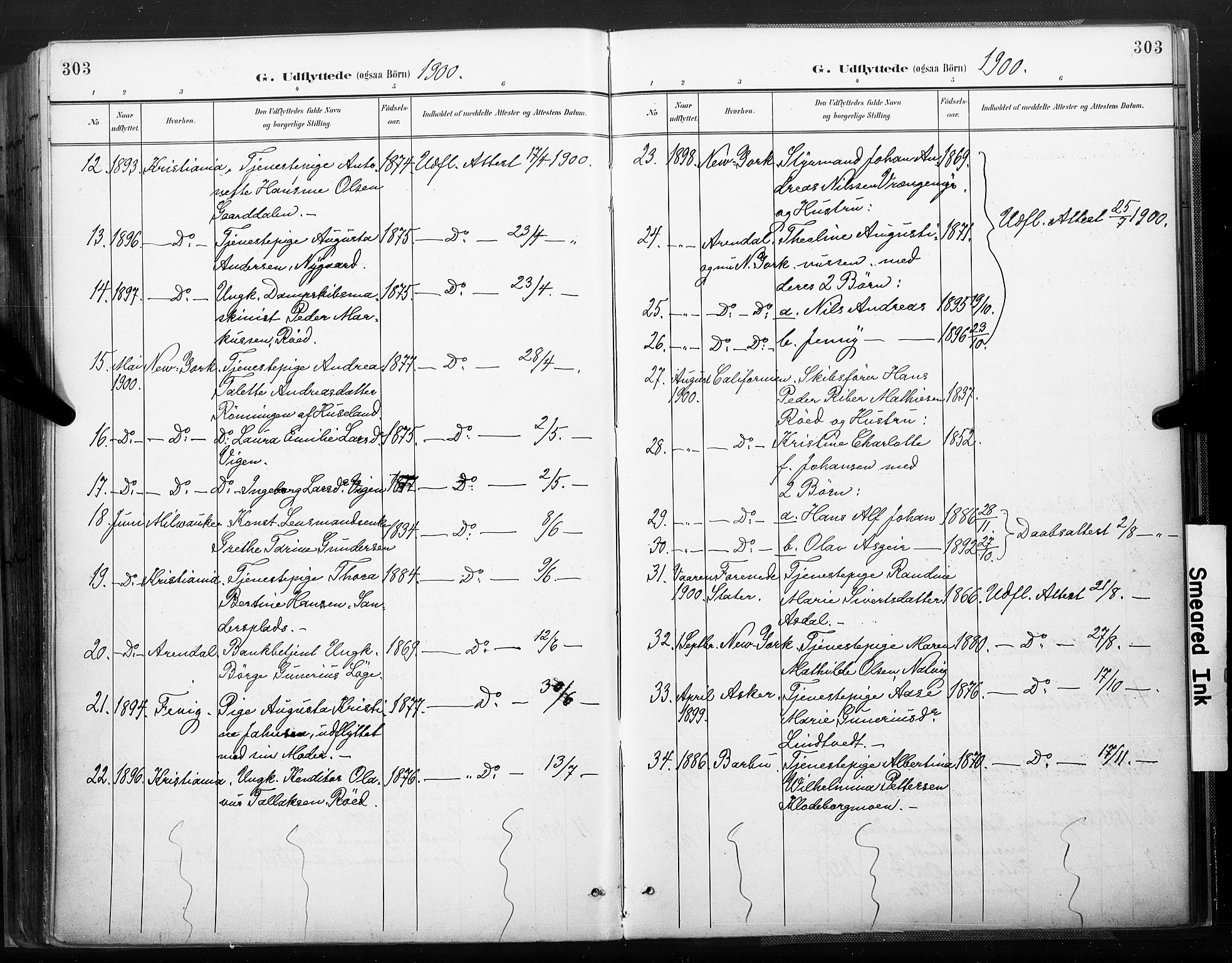 Øyestad sokneprestkontor, SAK/1111-0049/F/Fa/L0018: Parish register (official) no. A 18, 1897-1907, p. 303