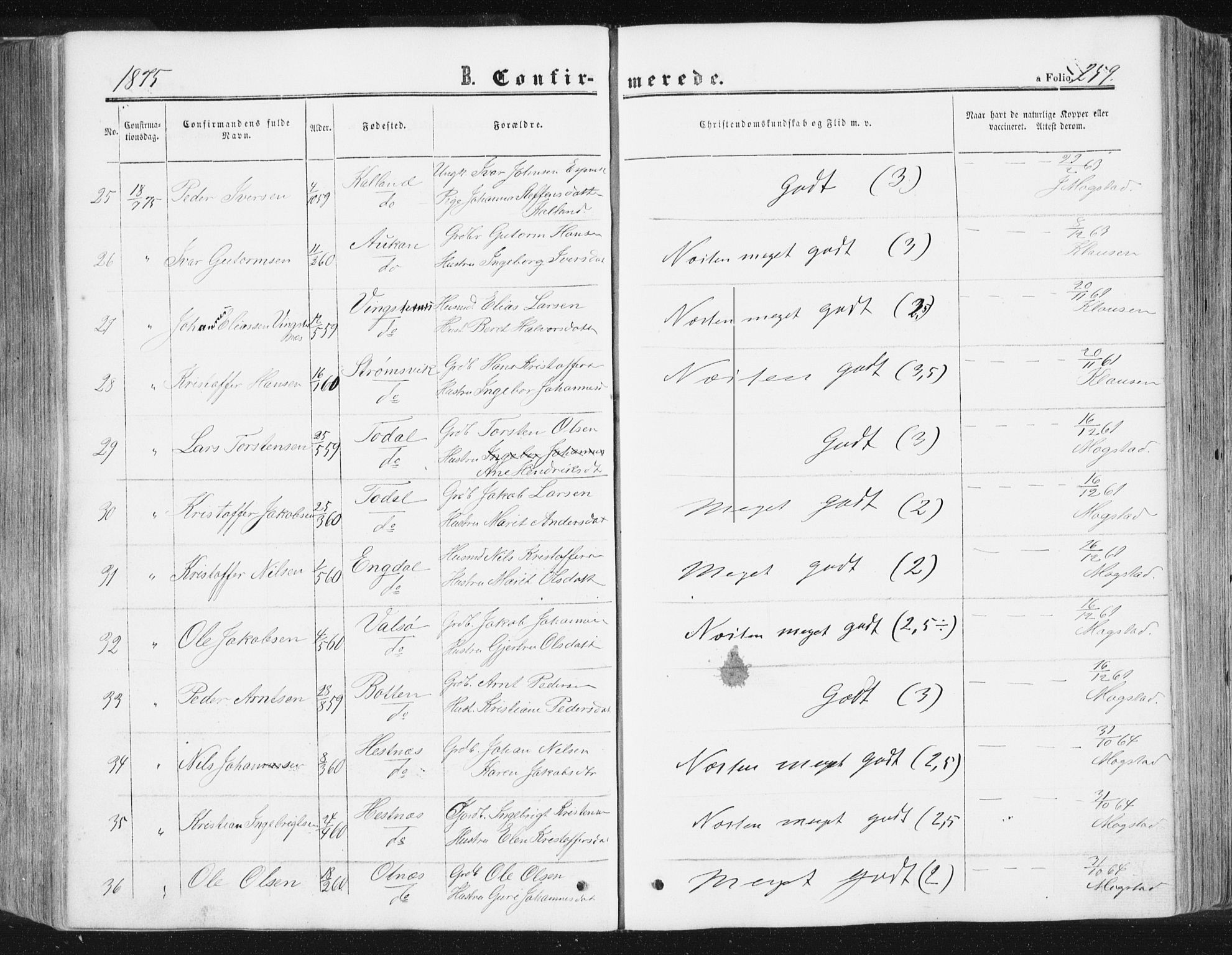 Ministerialprotokoller, klokkerbøker og fødselsregistre - Møre og Romsdal, AV/SAT-A-1454/578/L0905: Parish register (official) no. 578A04, 1859-1877, p. 259