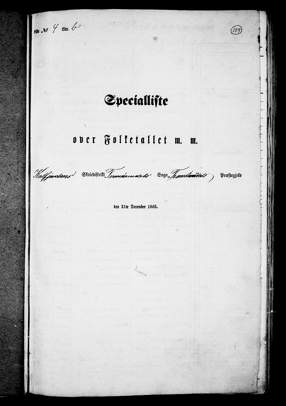RA, 1865 census for Tromsøysund, 1865, p. 93