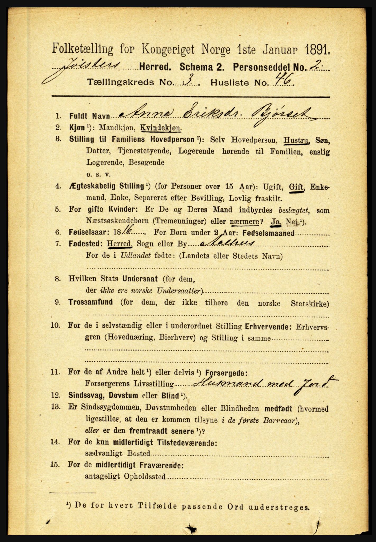 RA, 1891 census for 1431 Jølster, 1891, p. 1322