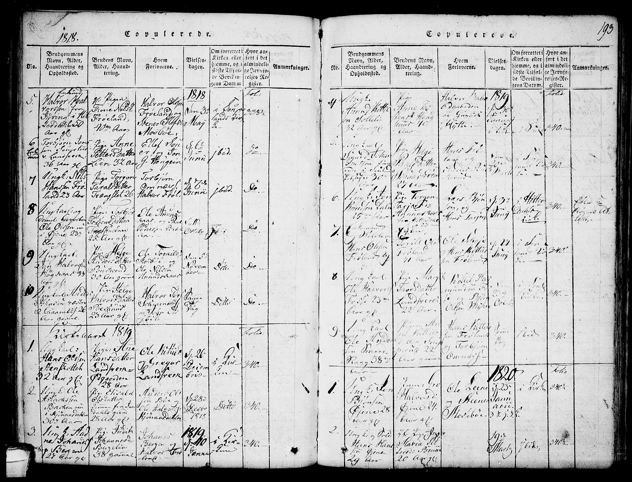 Hjartdal kirkebøker, SAKO/A-270/F/Fb/L0001: Parish register (official) no. II 1, 1815-1843, p. 193